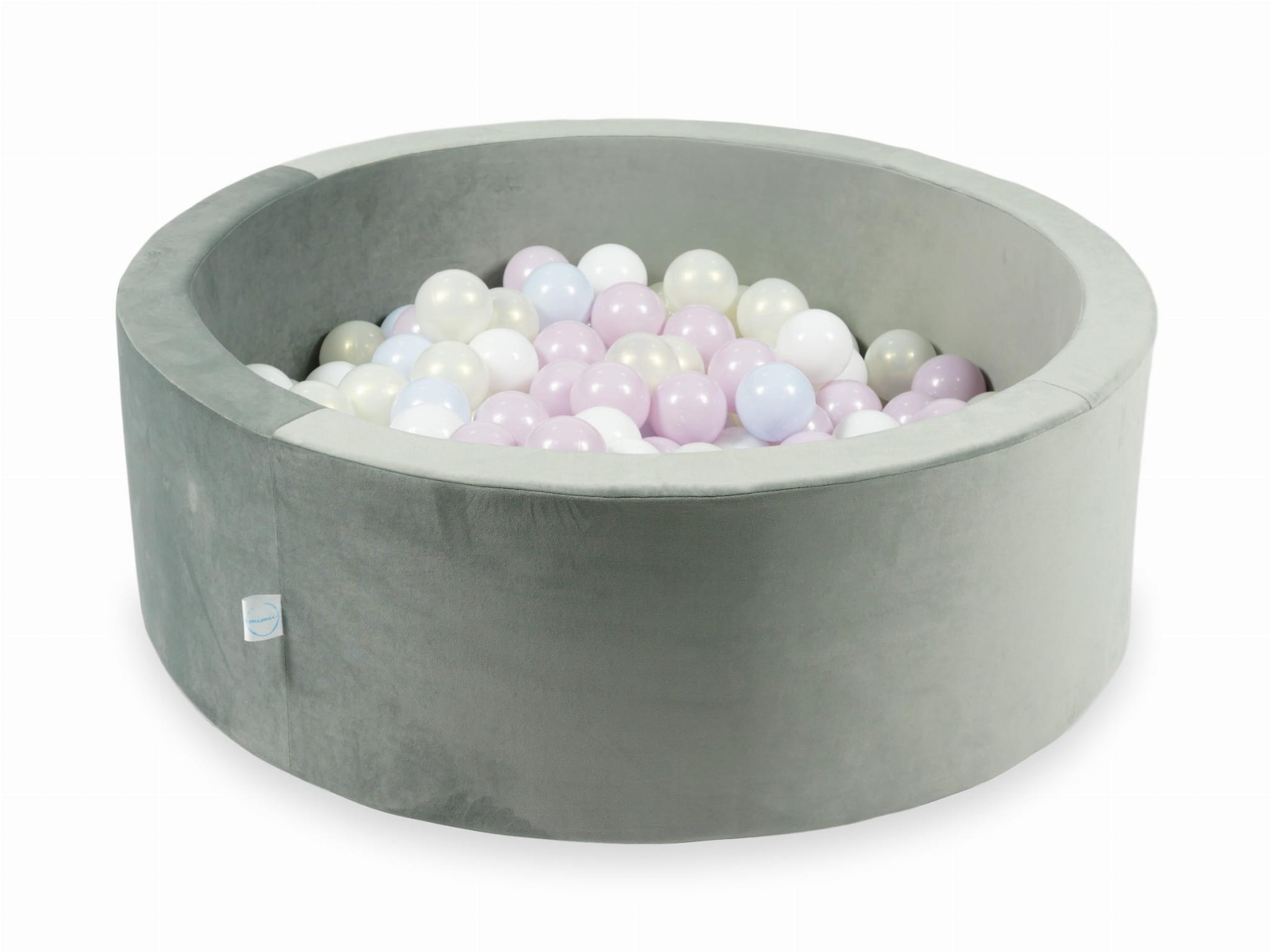 Piscine à Balles 90x30 Velvet gris avec balles 200 pcs (rose perle claire, bleu perle claire, iridescent, blanc)