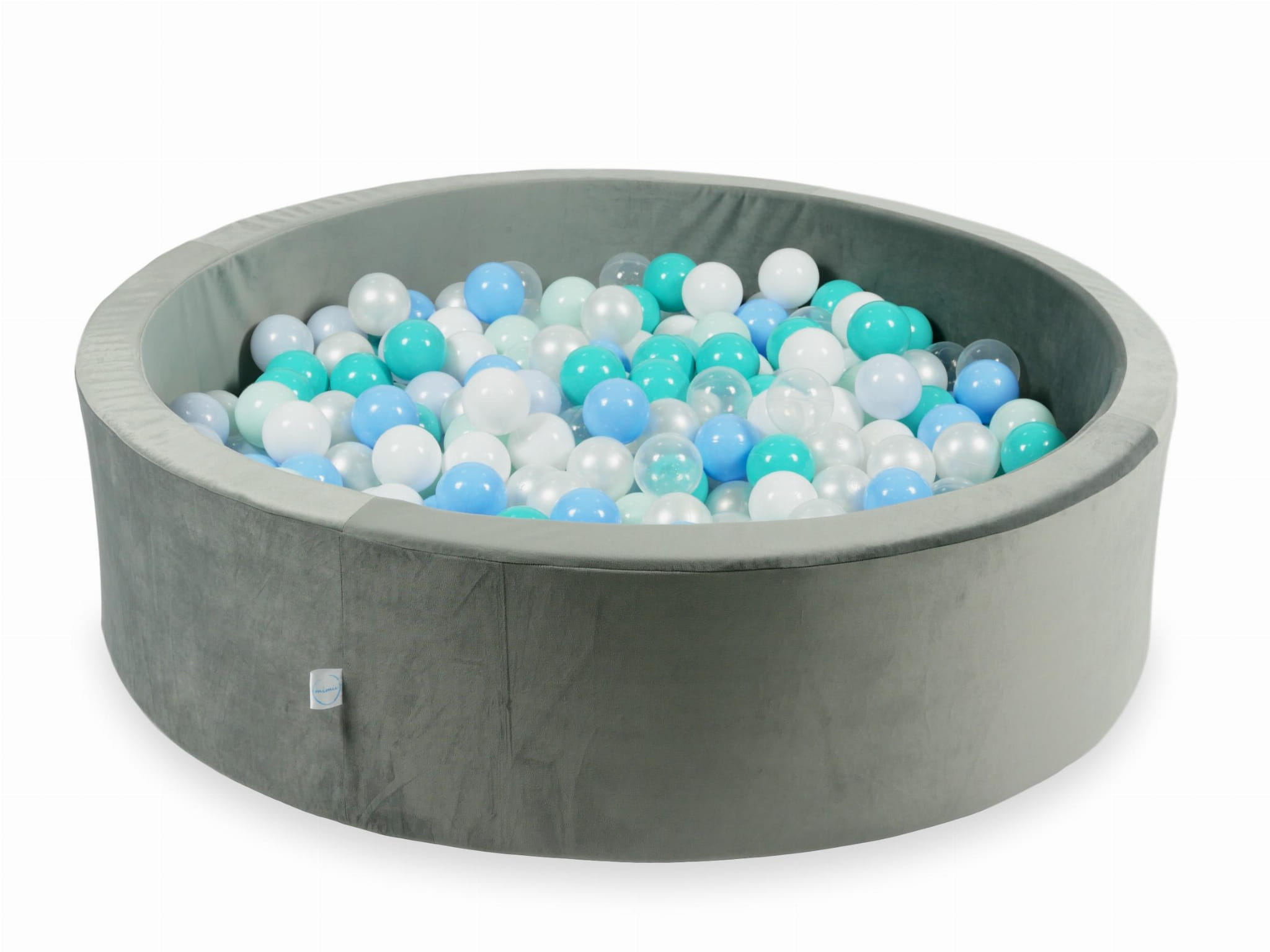 Piscine à Balles 110x30 Velvet gris avec balles 400 pcs (menthe claire, turquoise, bleu clair, bleu clair perlé, iridescent, perle, blanc, transparent)
