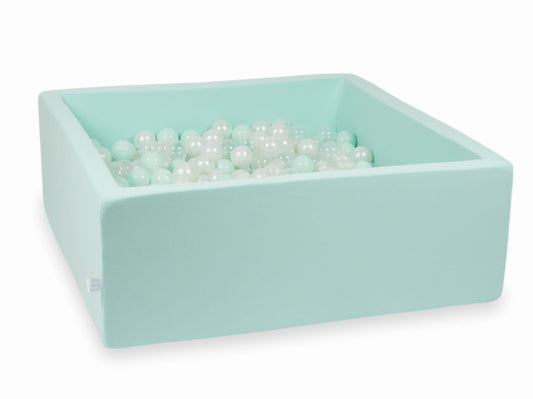Piscine à Balles 110x110x40 menthe avec balles 600 pcs (transparent, perle, menthe claire)