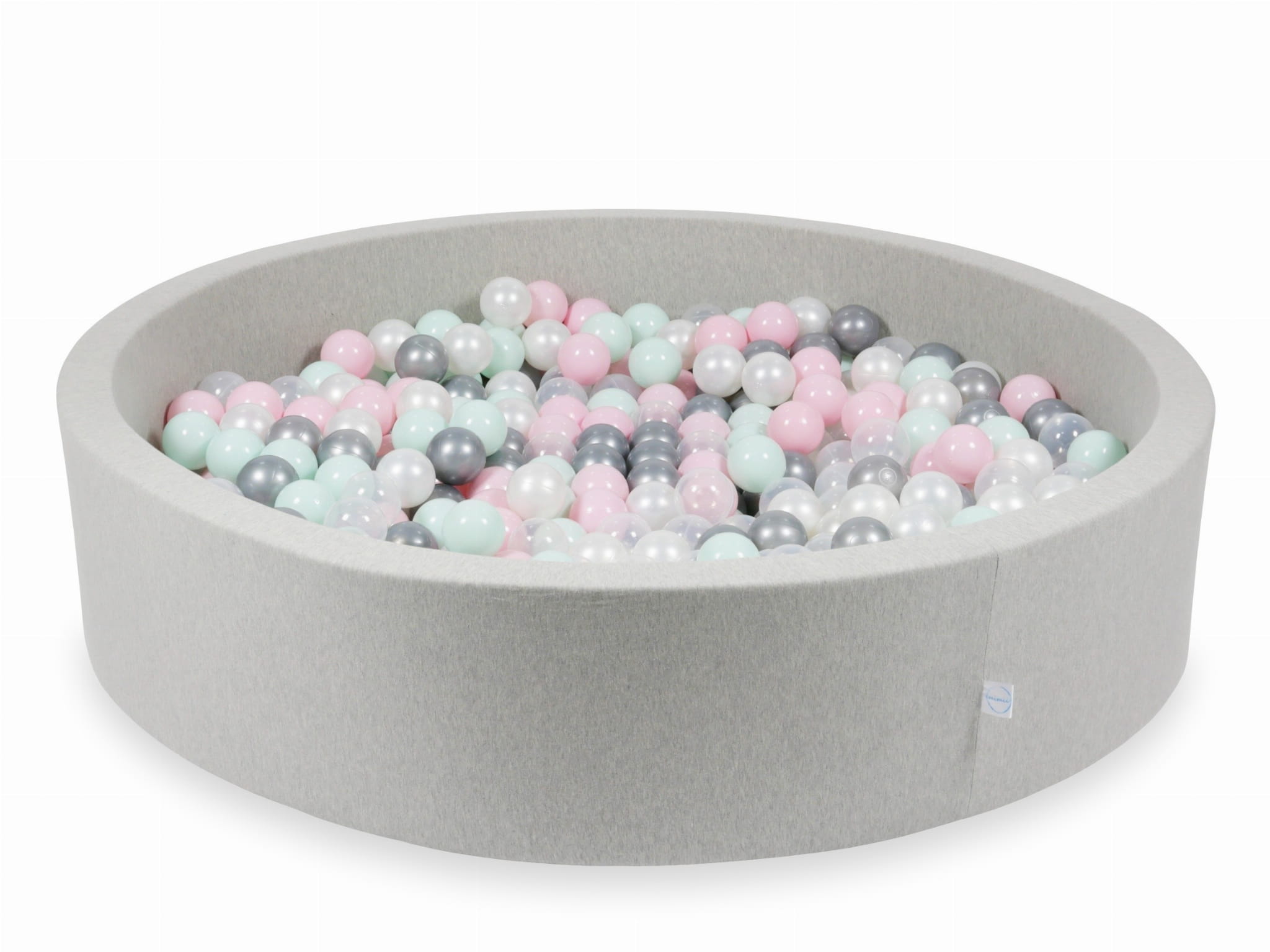 Piscine à Balles 130x30 gris clair avec balles 600 pcs (transparent, perle, argent, rose clair, menthe clair)