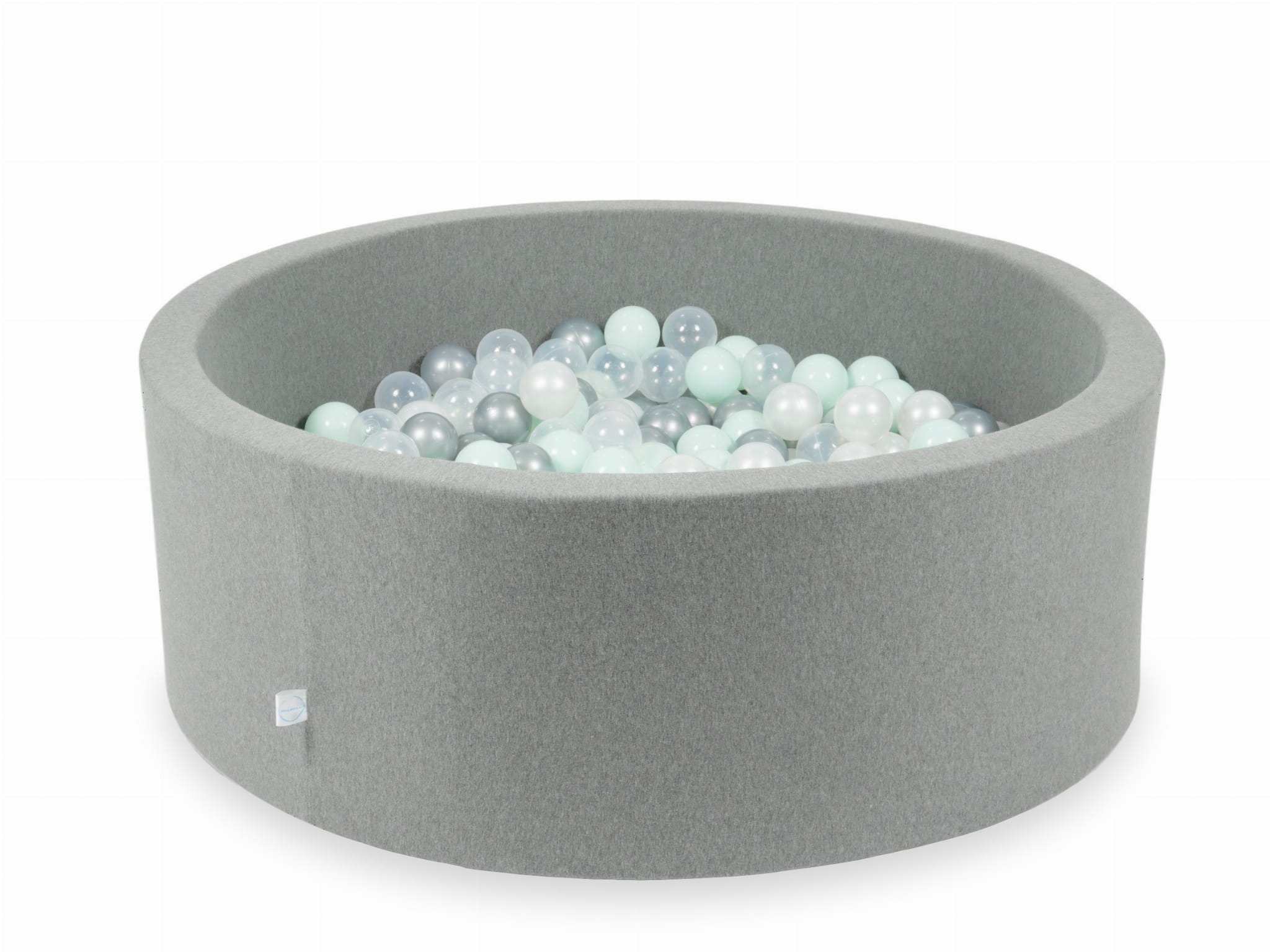 Piscine à Balles 110x40 grise avec balles 500 pcs (transparent, perle, argent, menthe clair)