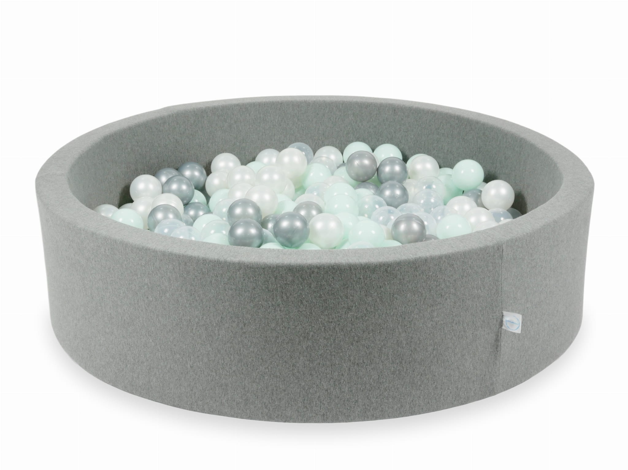 Piscine à Balles 110x30 grise avec balles 400 pcs (transparent, perles, argent, rose clair)