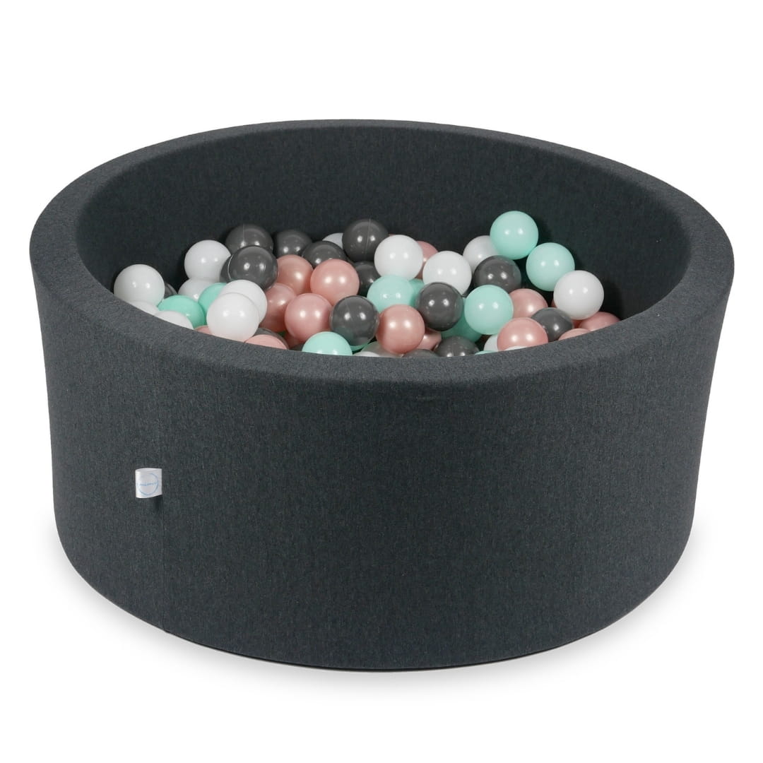 Piscine à Balles 90x40cm graphite avec balles 300pcs (blanc, or rose, menthe claire, graphite)