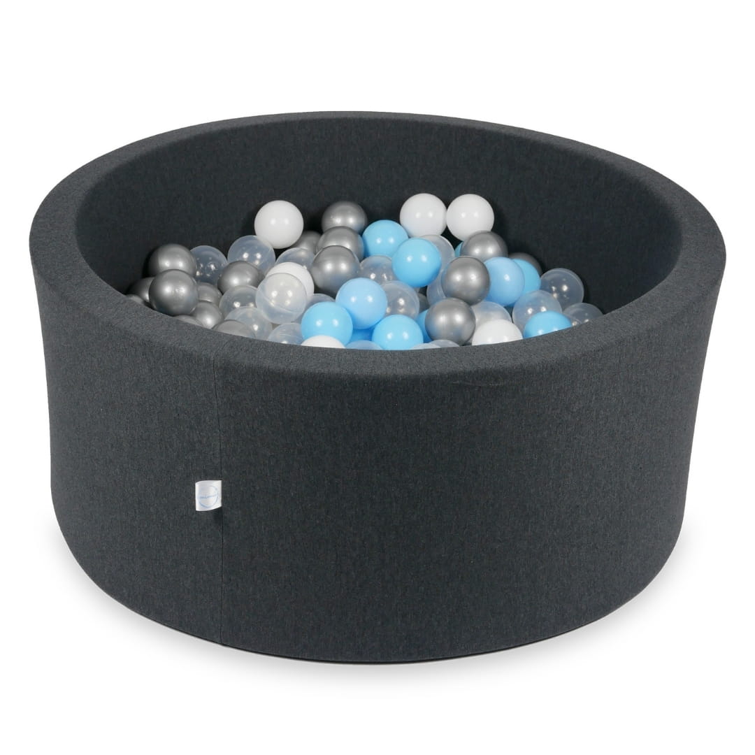 Piscine à Balles 90x40cm graphite avec balles 300pcs (bleu clair, argent, transparent, blanc)
