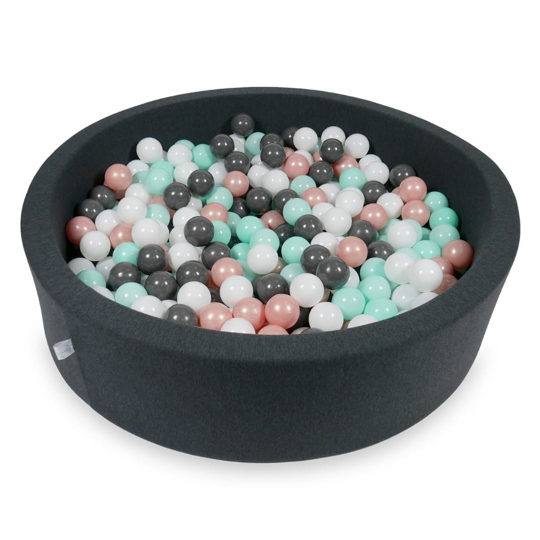Piscine à Balles 110x30cm graphite avec balles 400pcs (blanc, or rose, menthe claire, graphite)
