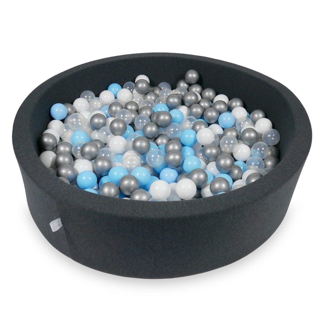 Piscine à Balles 110x30cm graphite avec balles 400pcs (bleu clair, argent, transparent, blanc)