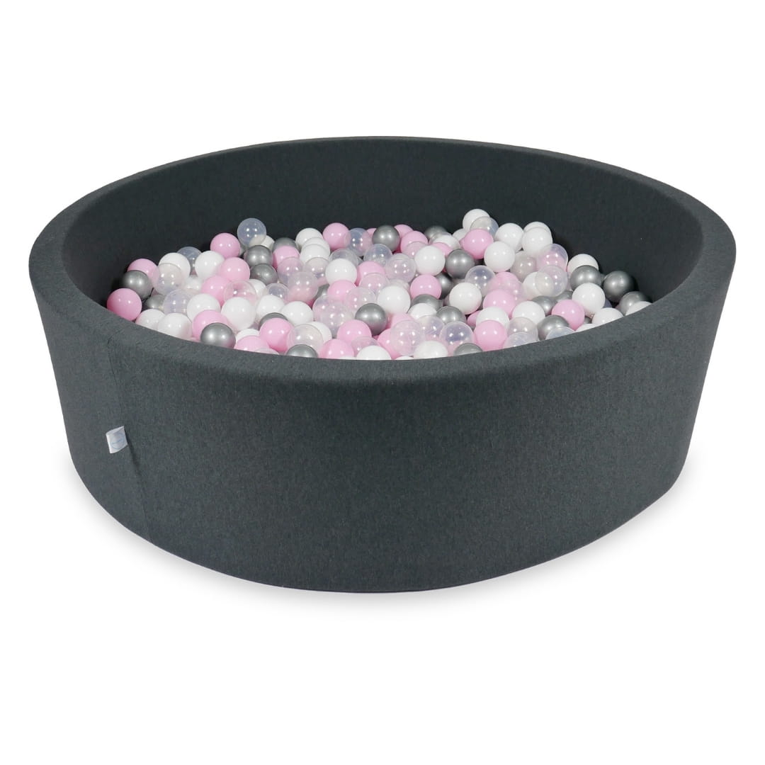 Piscine à Balles 130x40cm graphite avec balles 700pcs (rose pâle, blanc, argent, transparent)