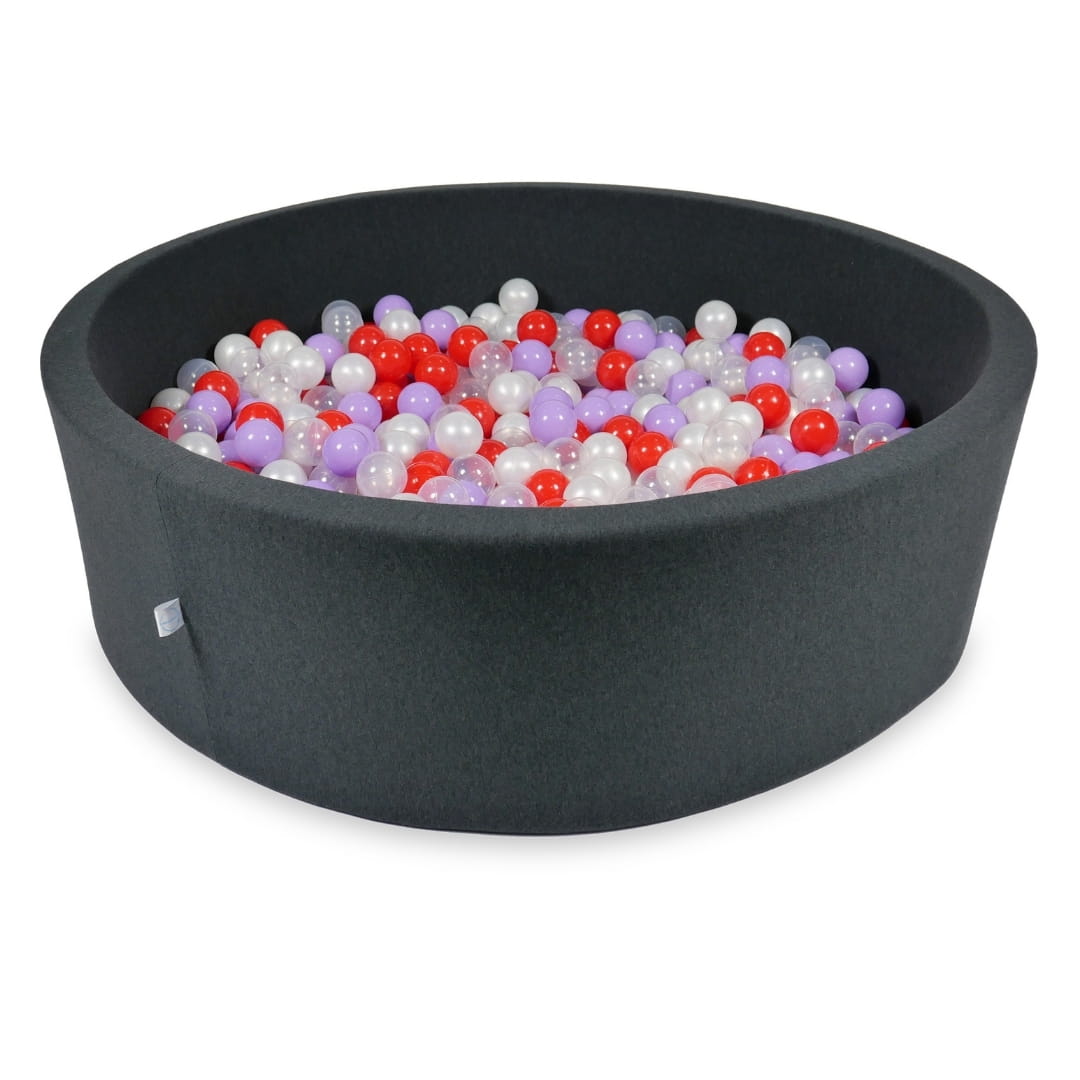 Piscine à Balles 130x40cm graphite avec balles 700pcs (clair, perle, bruyère, rouge)