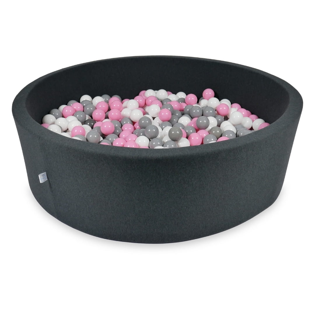 Piscine à Balles 130x40cm graphite avec balles 700pcs (rose poudre, gris, blanc)
