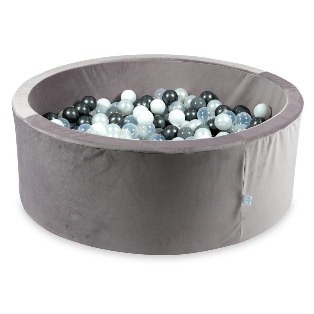 Piscine à Balles 110x40 Velvet lilac avec balles 500 pcs (perle, gris, blanc, transparent, graphite métallique)