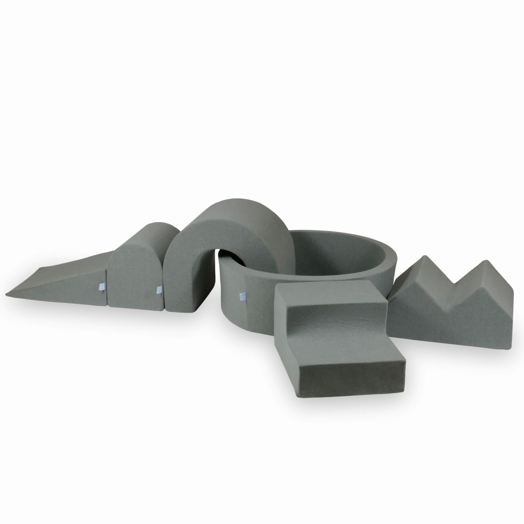 Aire de jeux en mousse avec piscine ronde 90x30 Gris + 5 éléments sans balles