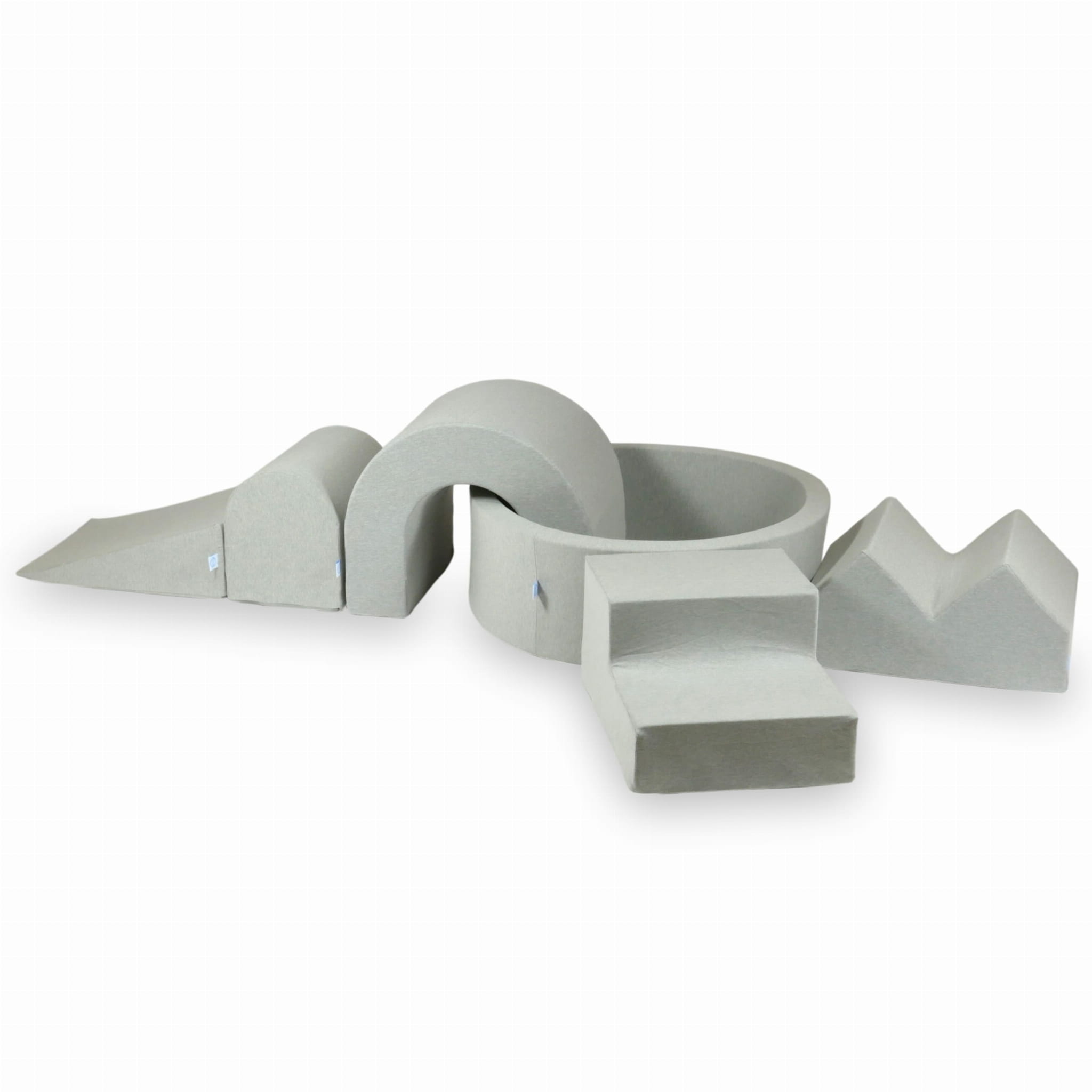 Aire de jeux en mousse avec piscine ronde 90x30 Gris Clair + 5 éléments sans balles