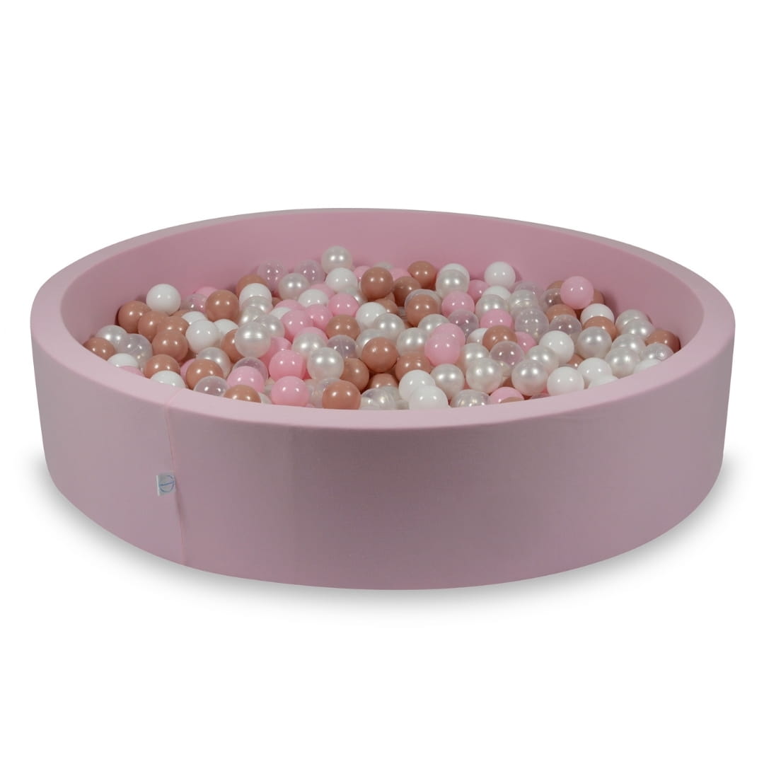 Piscine à Balles 130x30 rose poudré avec balles 600 pcs (transparent, blanc, perle, rose clair, or rose)