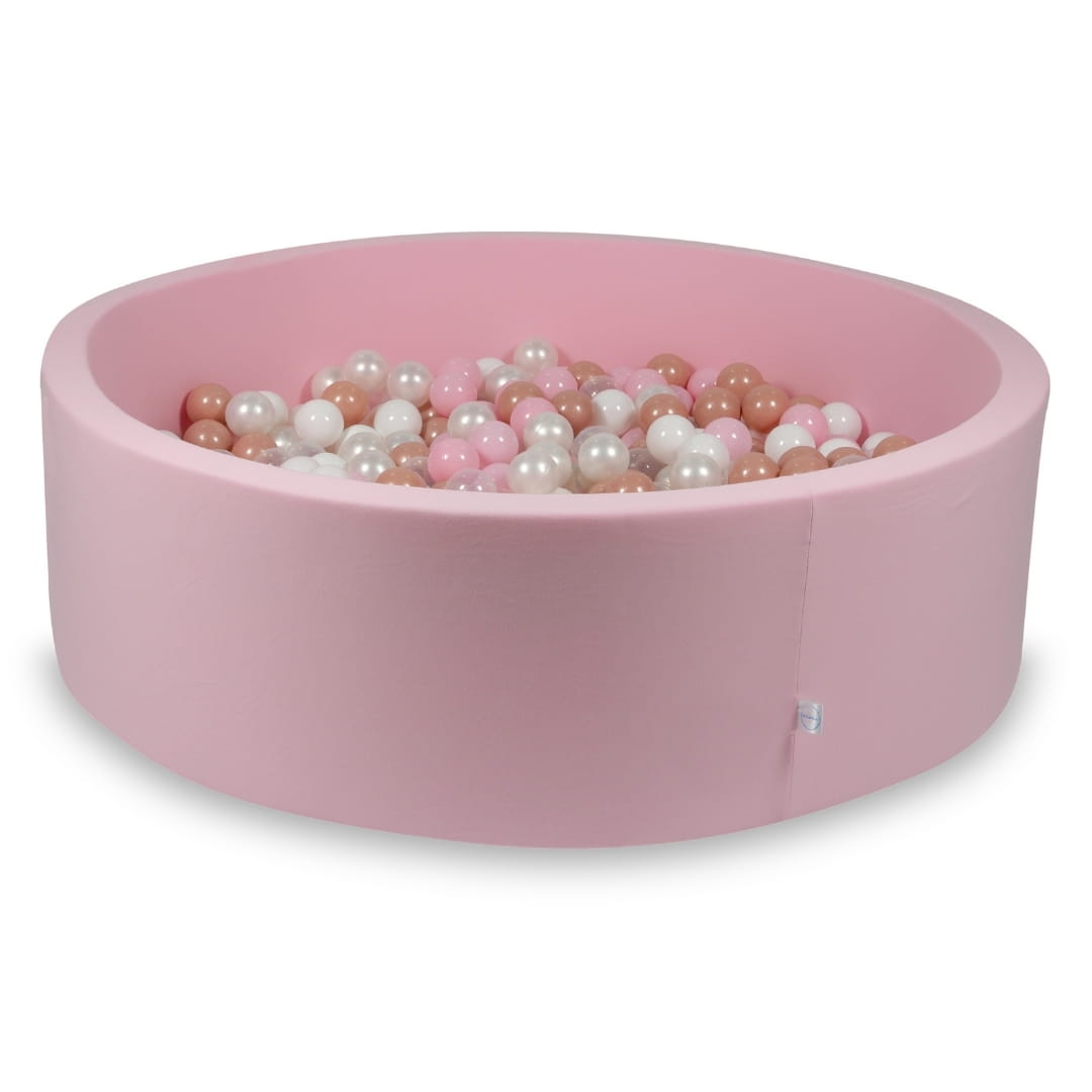 Piscine à Balles 130x40 rose poudré avec balles 700 pcs (transparent, blanc, perle, rose clair, or rose)