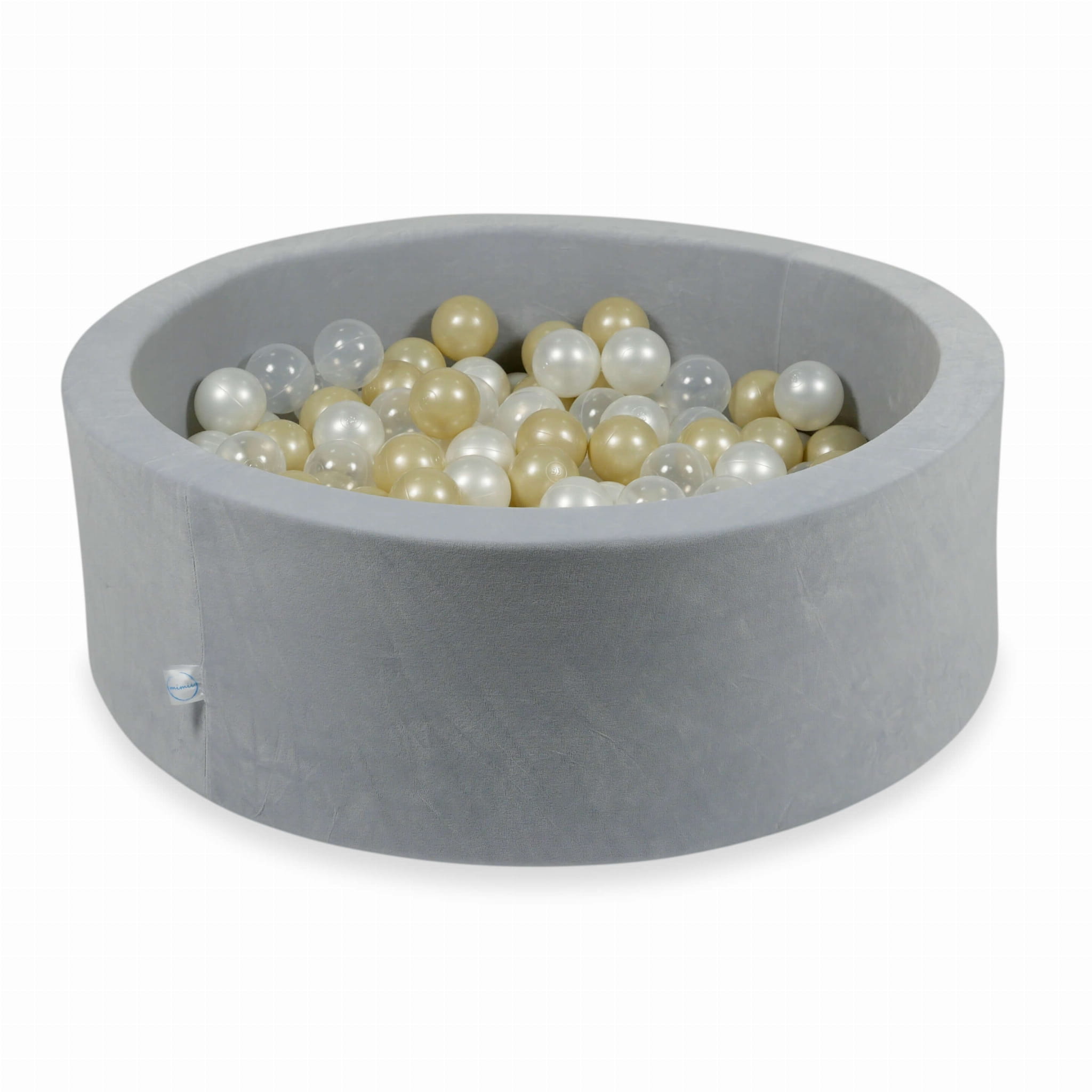 Piscine à Balles 90x30 Velvet Soft gris clair avec balles 200 pcs (transparent, or clair, perle)