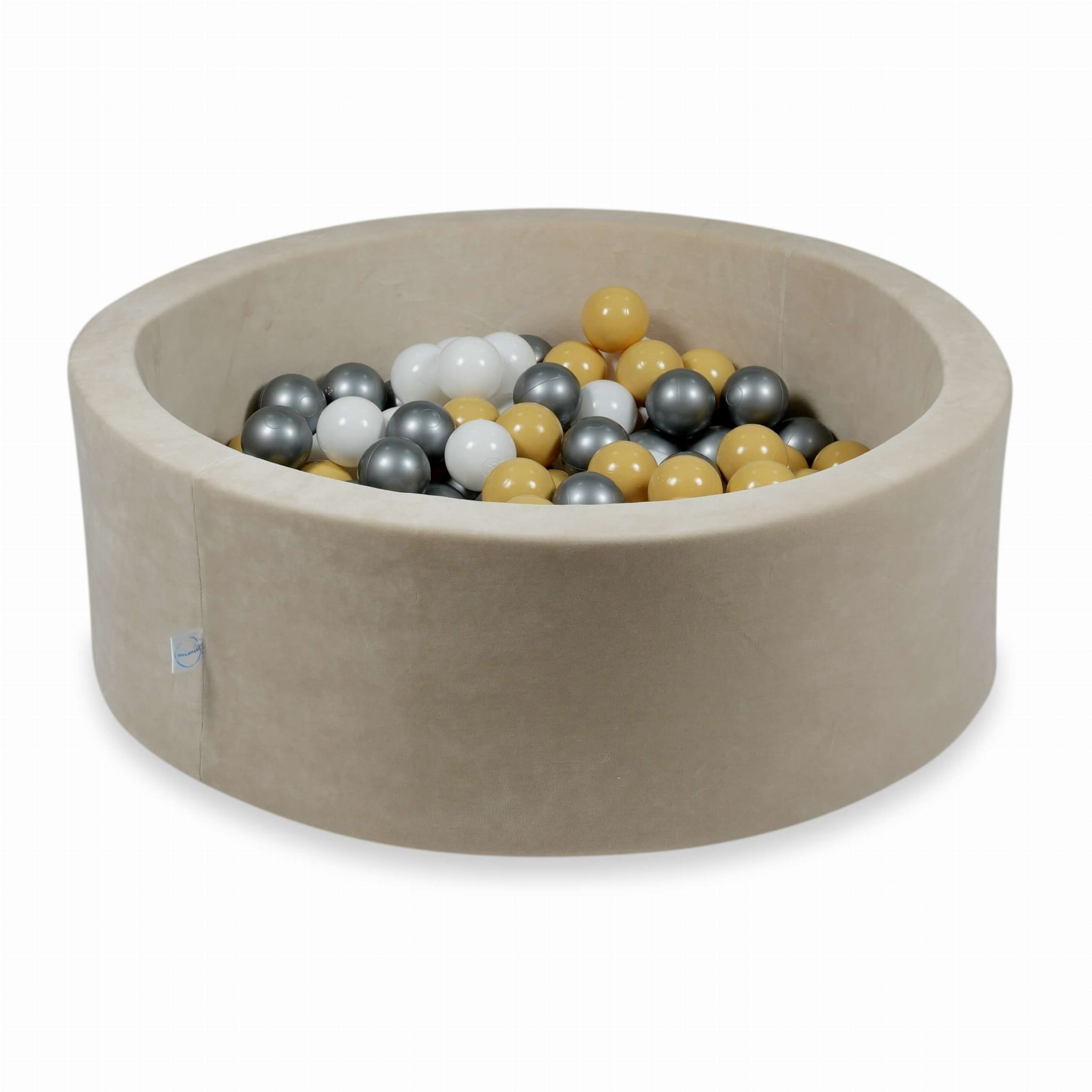 Piscine à Balles 90x30 Velvet Soft beige avec balles 200 pcs (beige, blanc, argent)