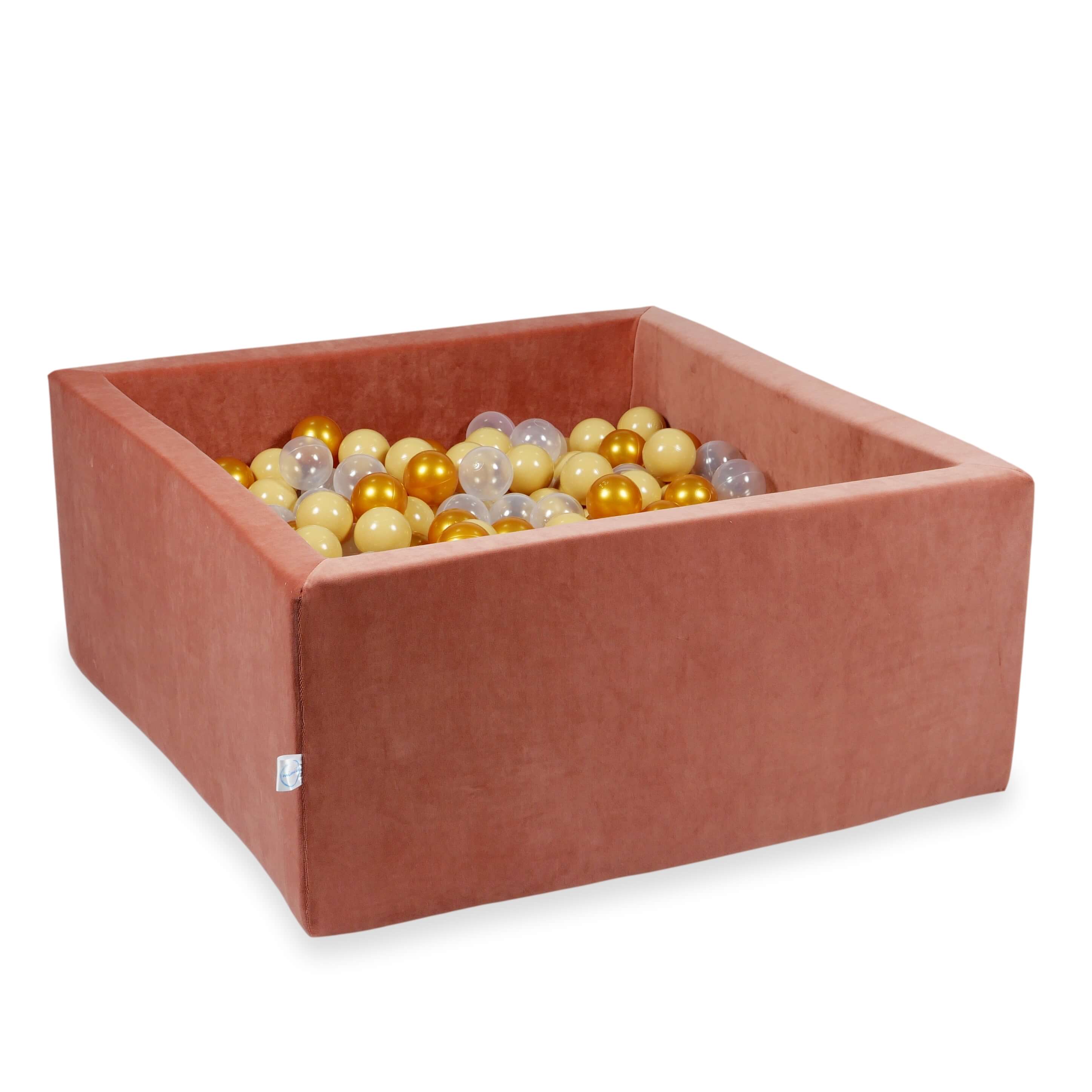 Piscine à Balles 90x90x40 Velvet Soft canyon clay avec balles 400 pcs (or clair, iridescent, vieil or)