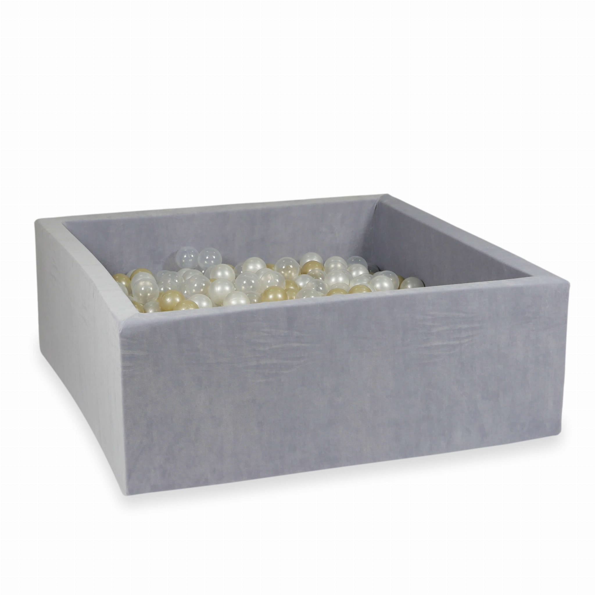 Piscine à Balles 110x110x40 Velvet Soft gris clair avec balles 600 pcs (transparent, or clair, perle)