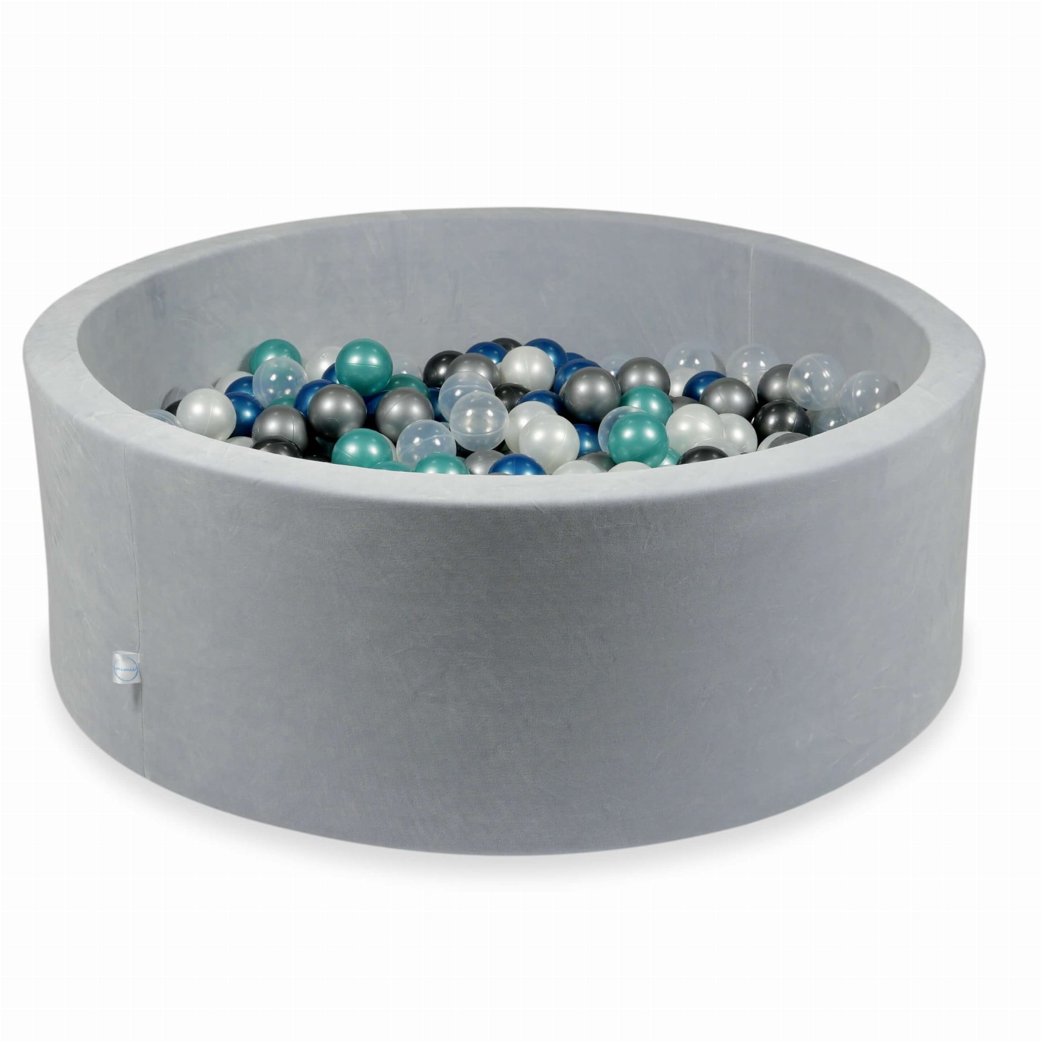 Piscine à Balles 110x40 Velvet Soft gris clair avec balles 500 pcs (turquoise métallique, bleu métallique, argent, graphite métallique, transparent, perle)