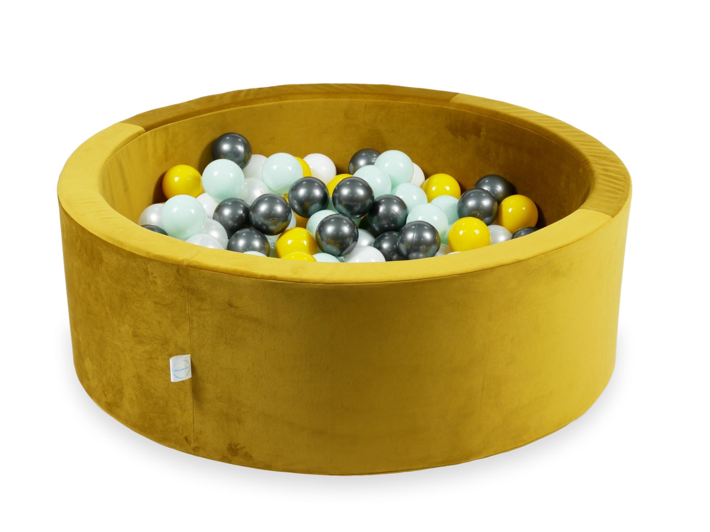Piscine à balles en velours velvet or 90x30 cm avec 200 balles