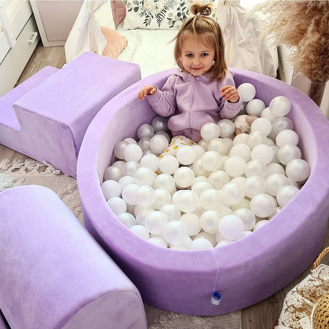 Aire de jeux en mousse avec piscine ronde 90x30 velvet soft lilac + 200 balles