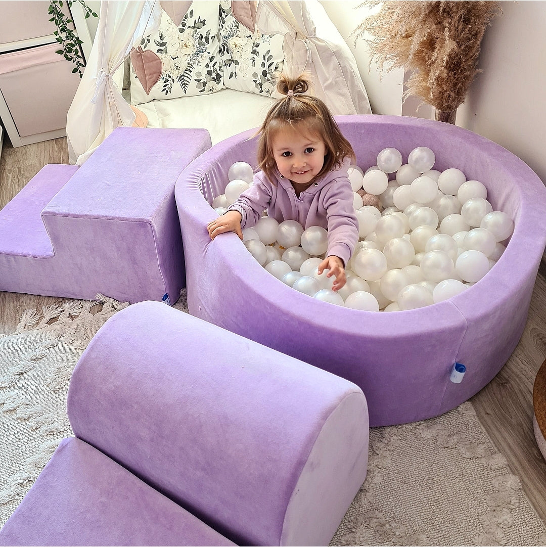 Aire de jeux en mousse avec piscine ronde 90x30 velvet soft lilac + 200 balles