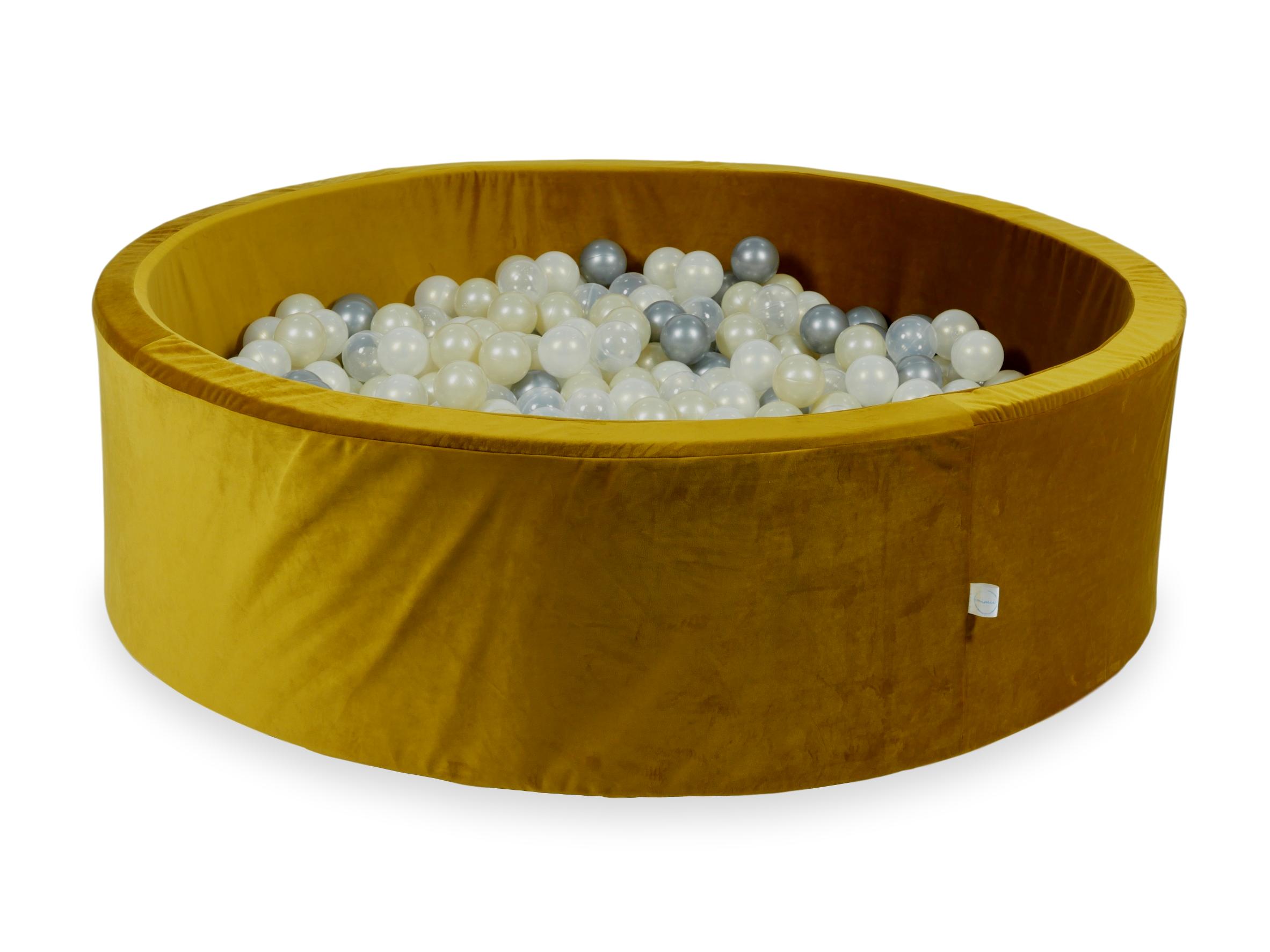 Piscine à balles en velours velvet dore 130x40 cm avec 700 balles