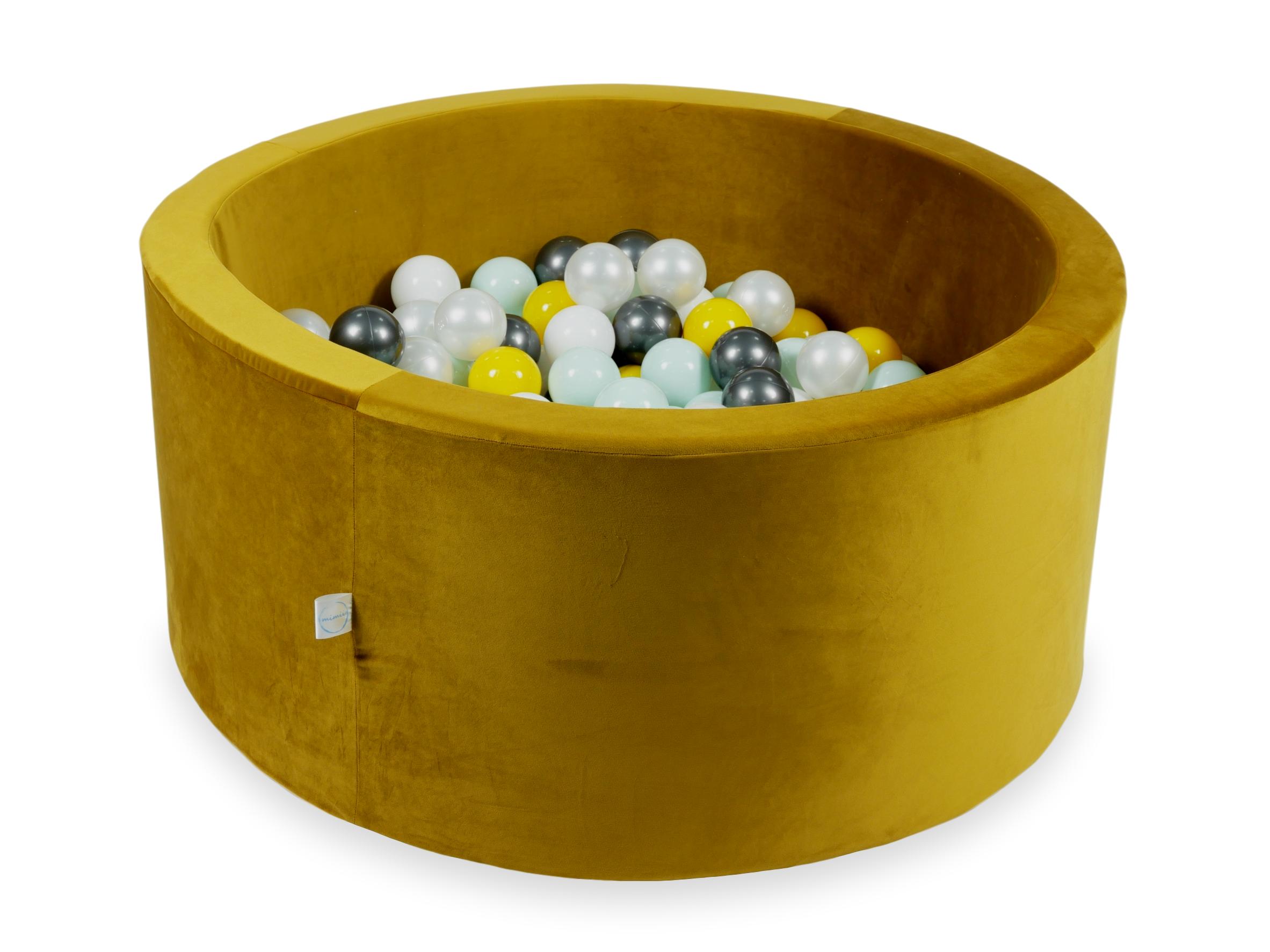 Piscine à balles en velours velvet dore 90x40 cm avec 300 balles
