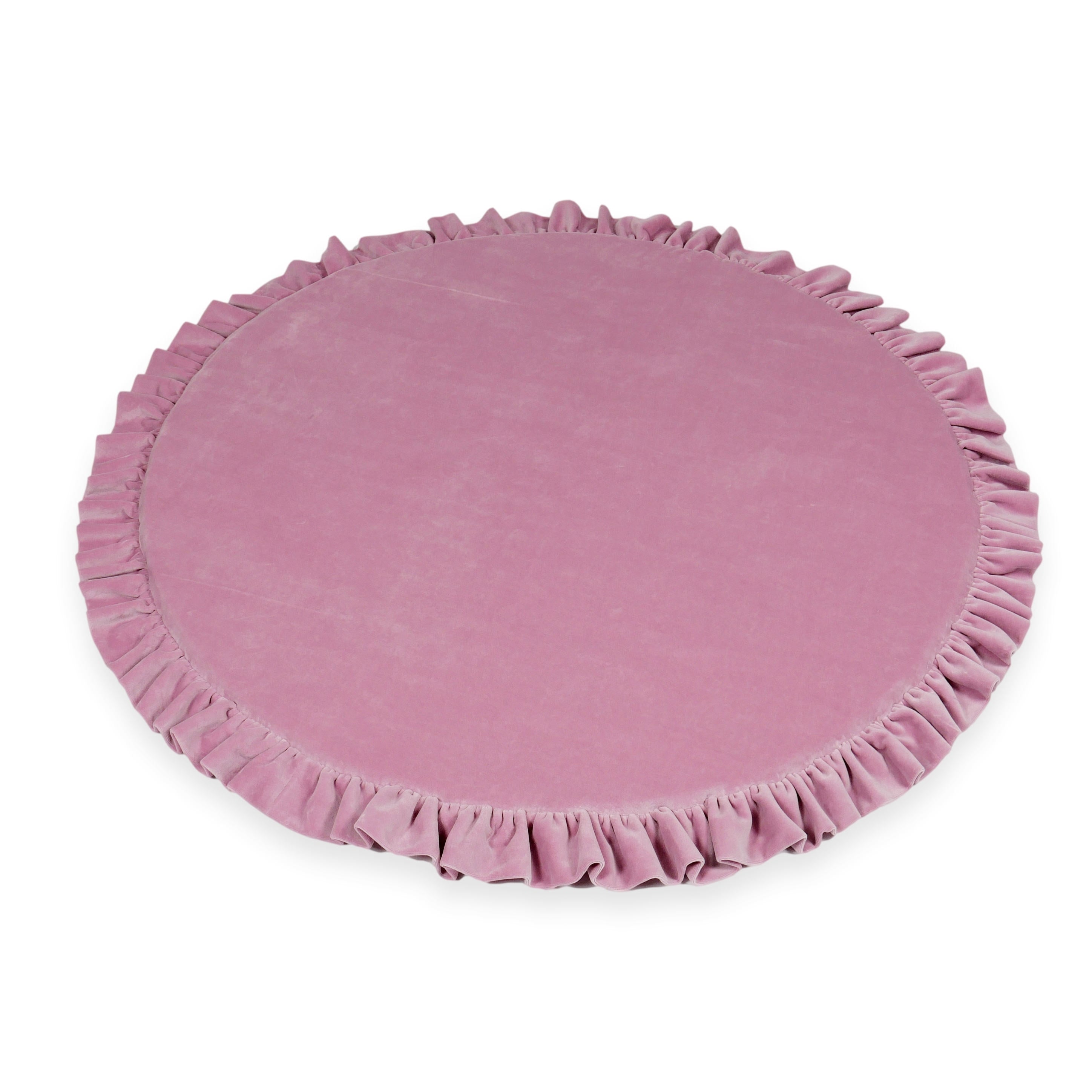 Tapis de jeu bébé rond 100 cm avec volant en velvet soft
