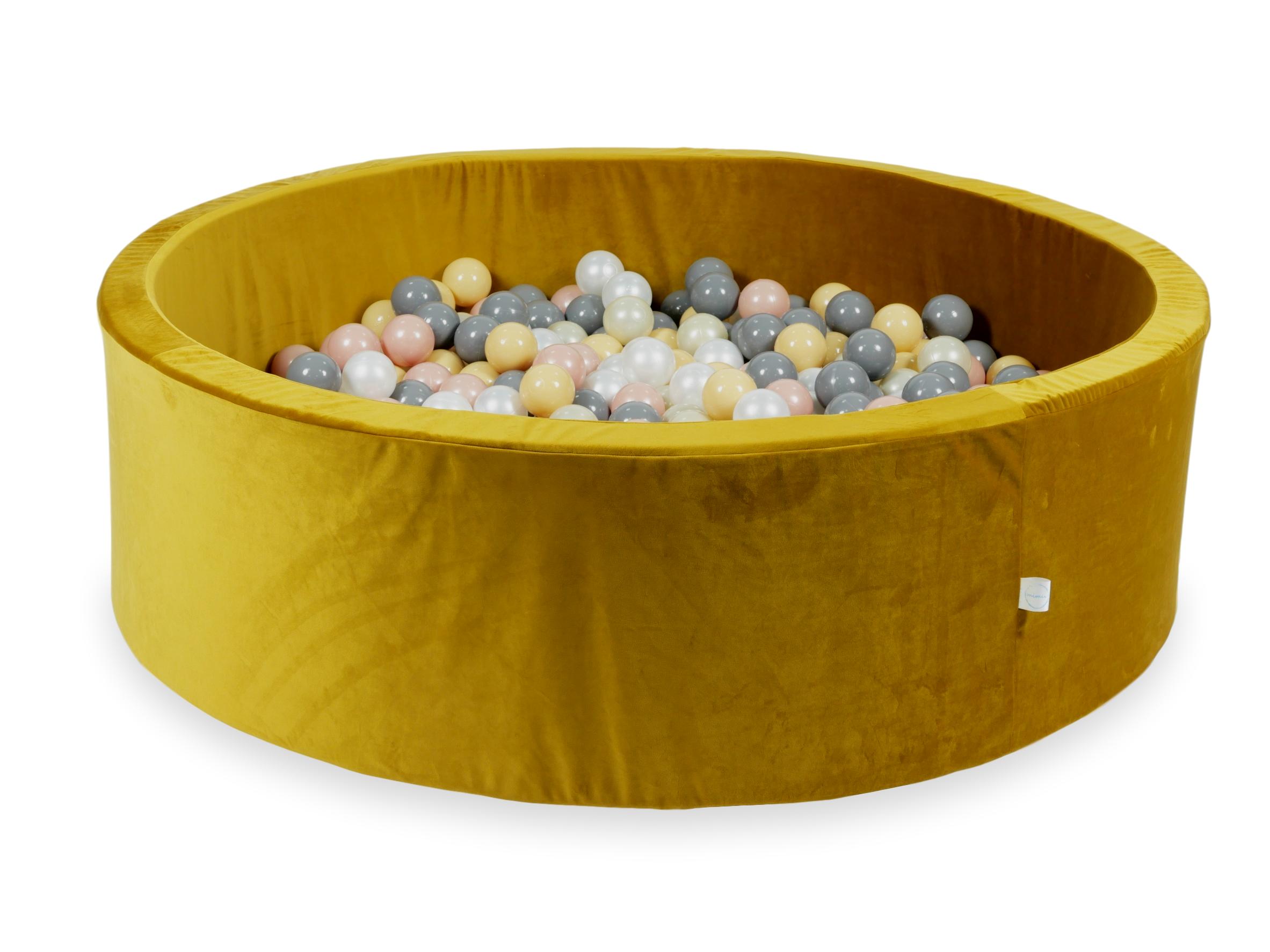 Piscine à balles en velours velvet dore 130x40 cm avec 700 balles