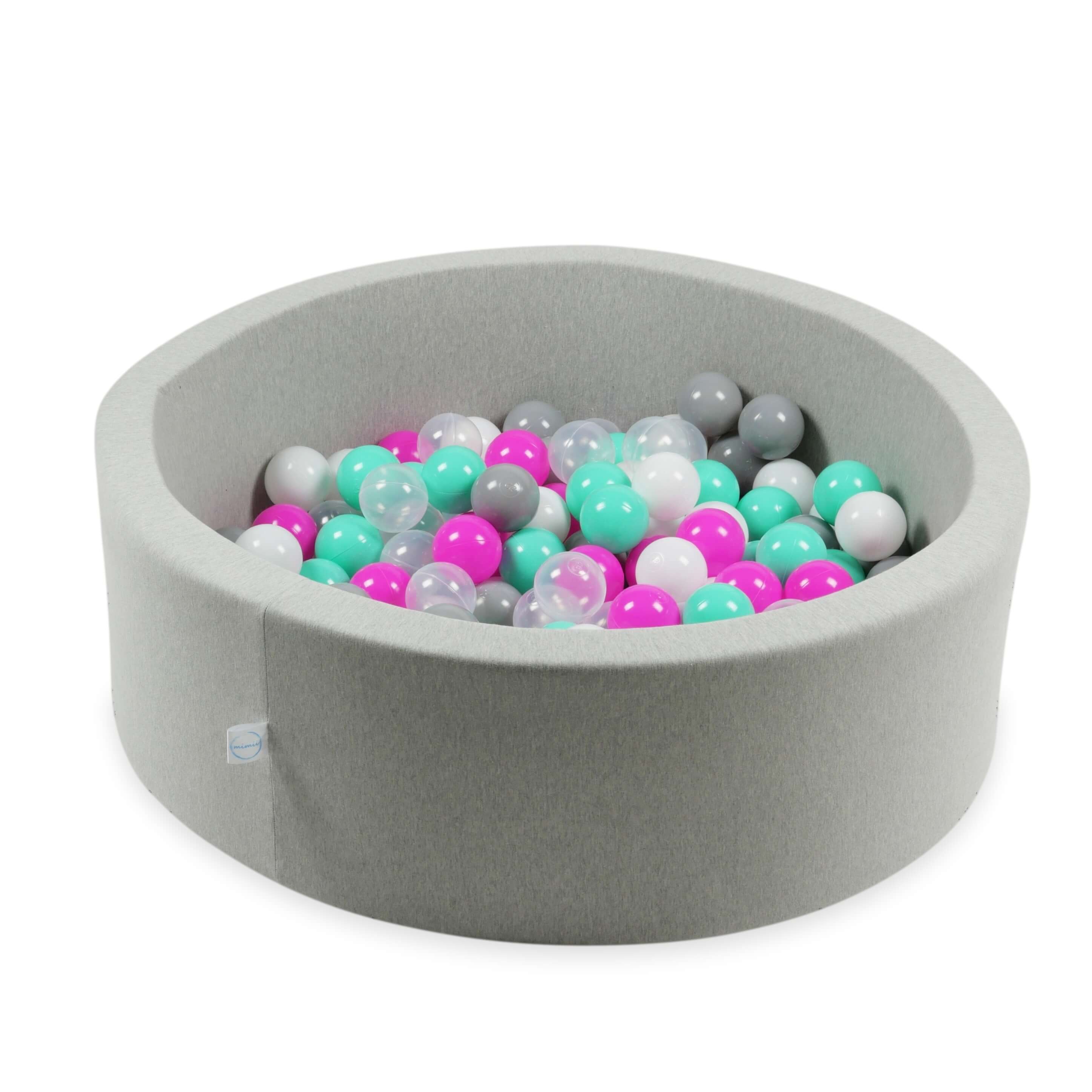 Balles de jeu ø7cm 150 pièces blanc, rose, menthe, gris, transparent