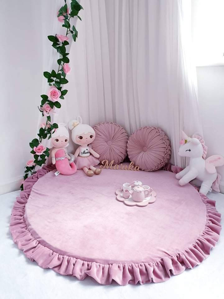 Tapis de jeu bébé rond 100 cm avec volant en jersey