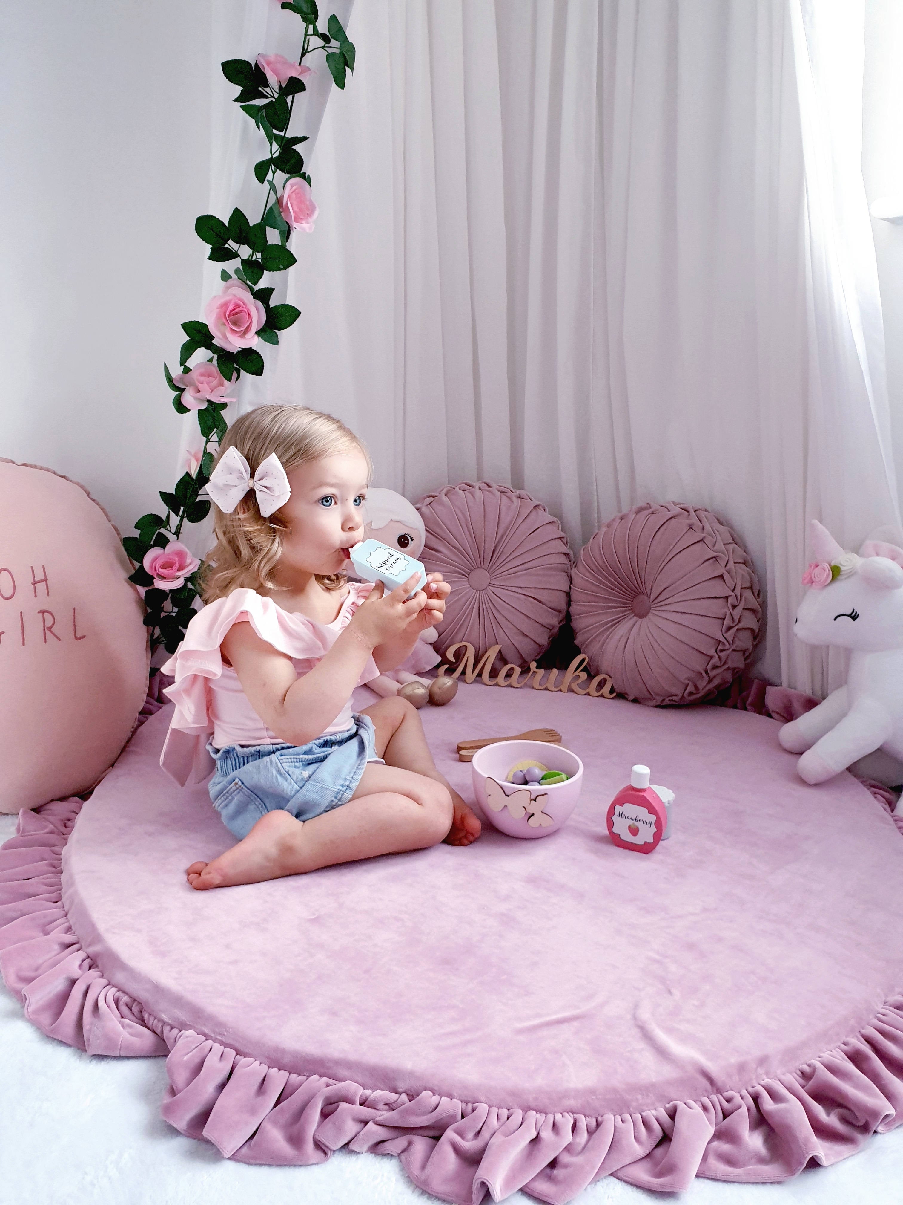 Tapis de jeu bébé rond 100 cm avec volant en jersey