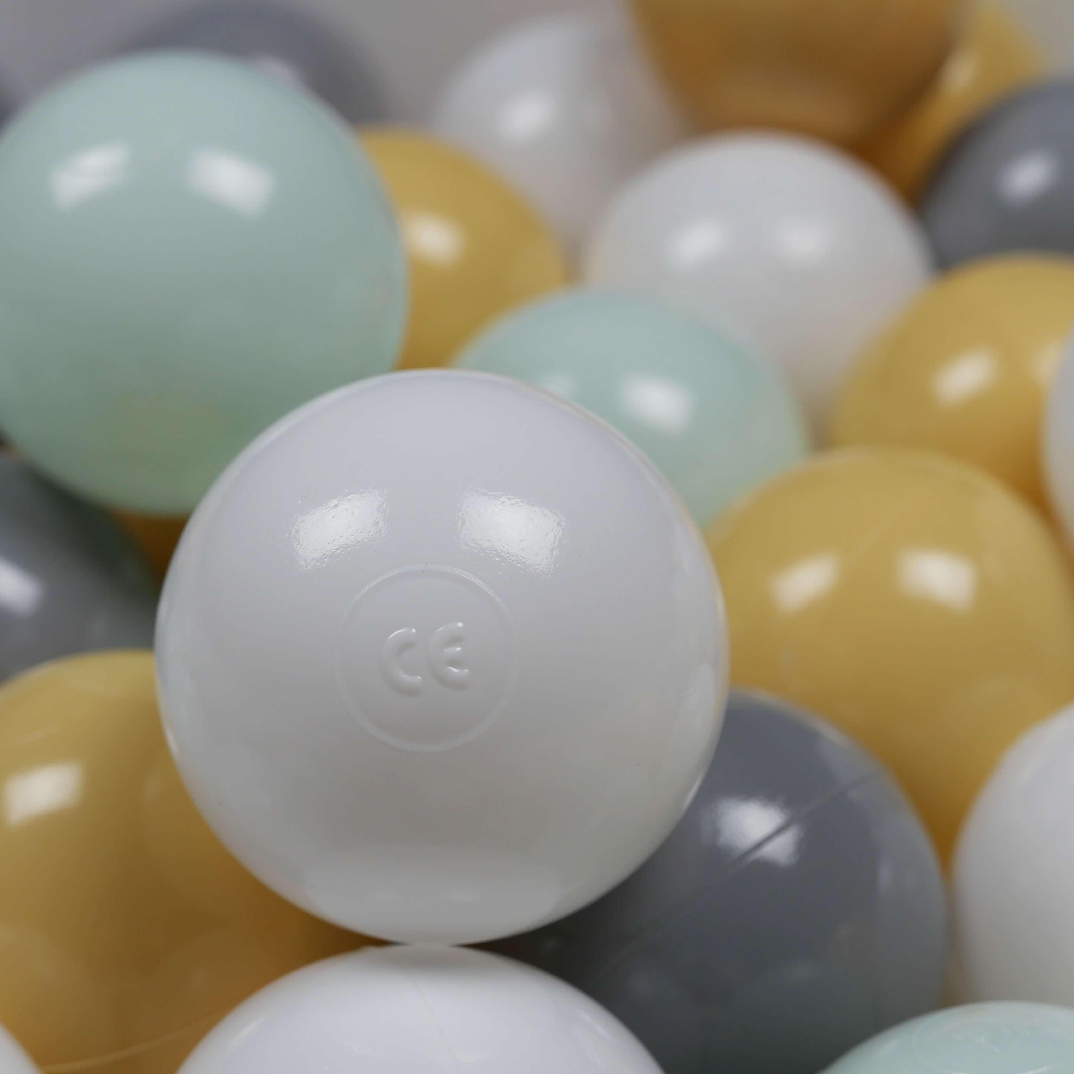 Balles de jeu ø7cm 100 pièces blanc, menthe clair, gris, beige
