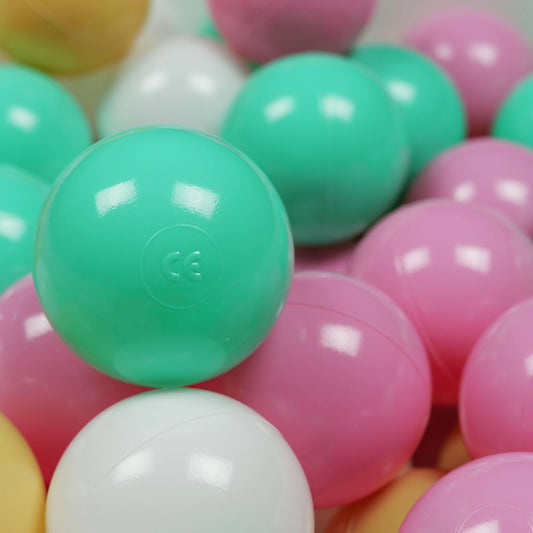 Balles de jeu ø7cm 100 pièces blanc, menthe, beige, rose poudré