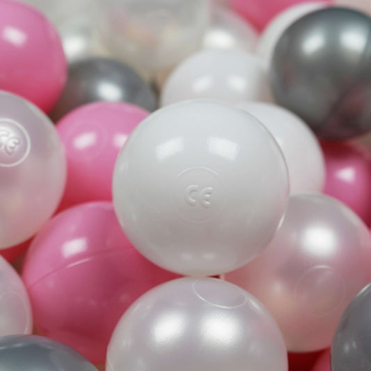 Balles de jeu ø7cm 50 pièces blanc, perle, argent, rose poudré