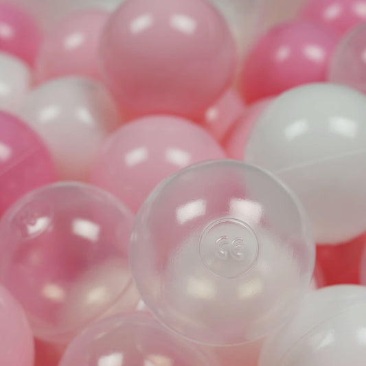 Balles de jeu ø7cm 50 pièces blanc, transparent, rose clair, rose poudré