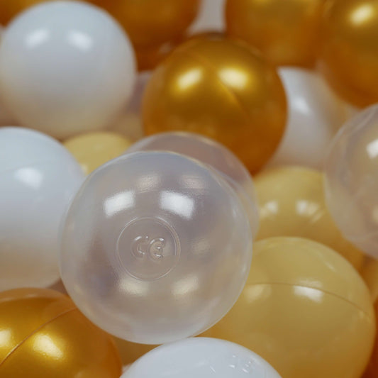 Balles de jeu ø7cm 400 pièces blanc, transparent, dore, beige