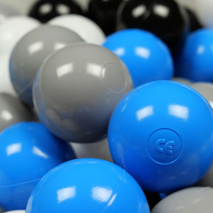 Balles de jeu ø7cm 50 pièces blanc, gris, bleu, noir