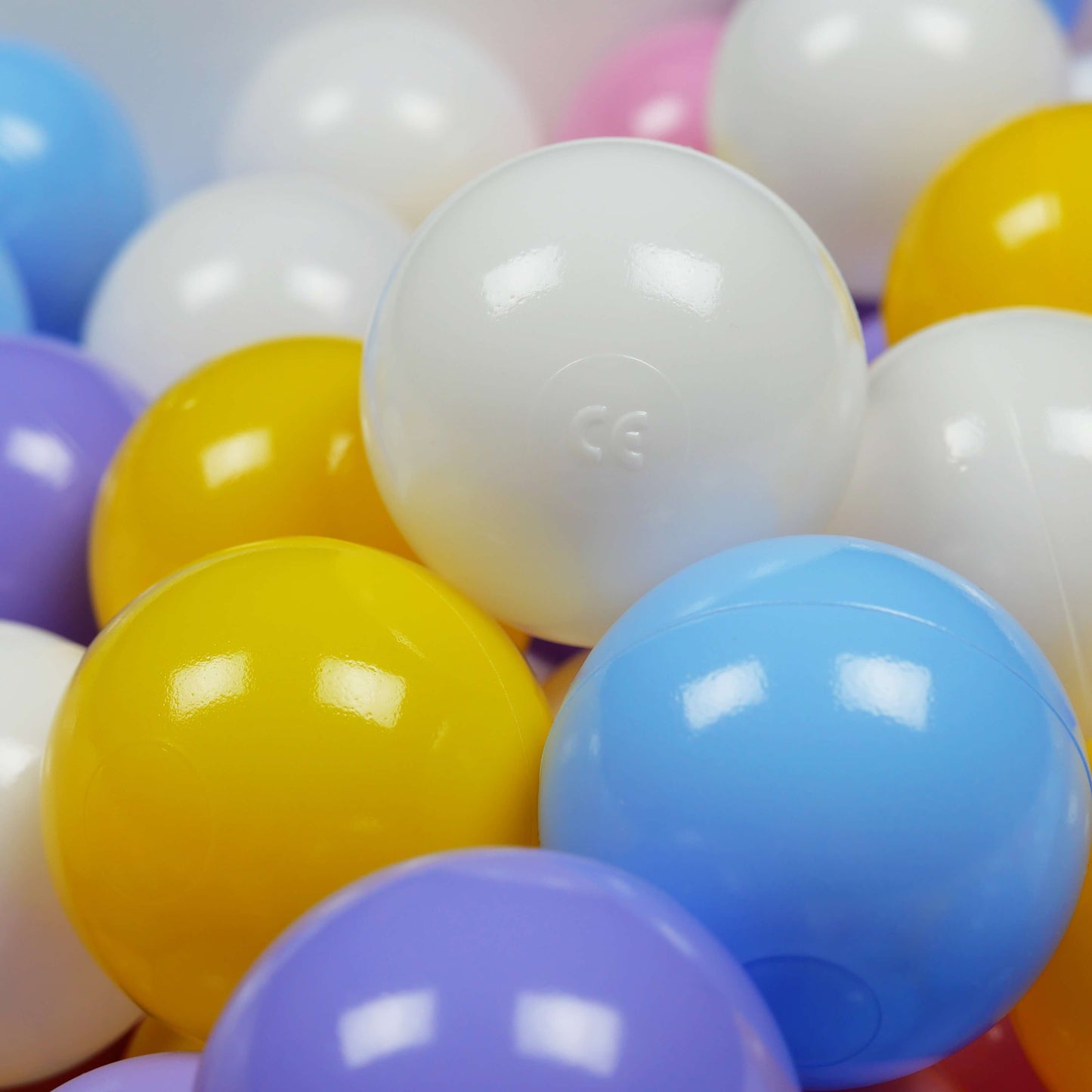 Balles de jeu ø7cm 500 pièces blanc, bruyère, rose poudre, jaune, bleu clair