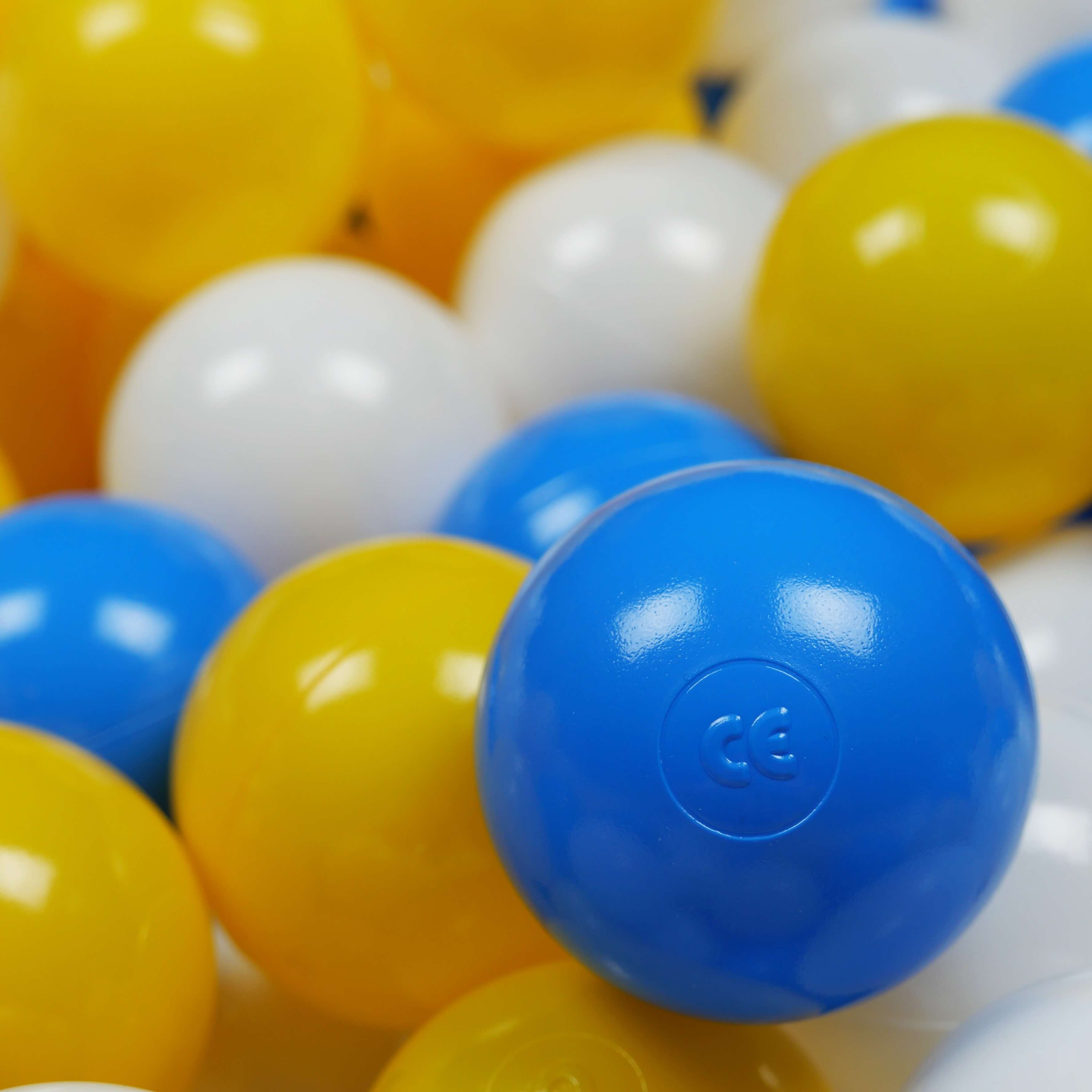 Balles de jeu ø7cm 25 pièces blanc, jaune, bleu