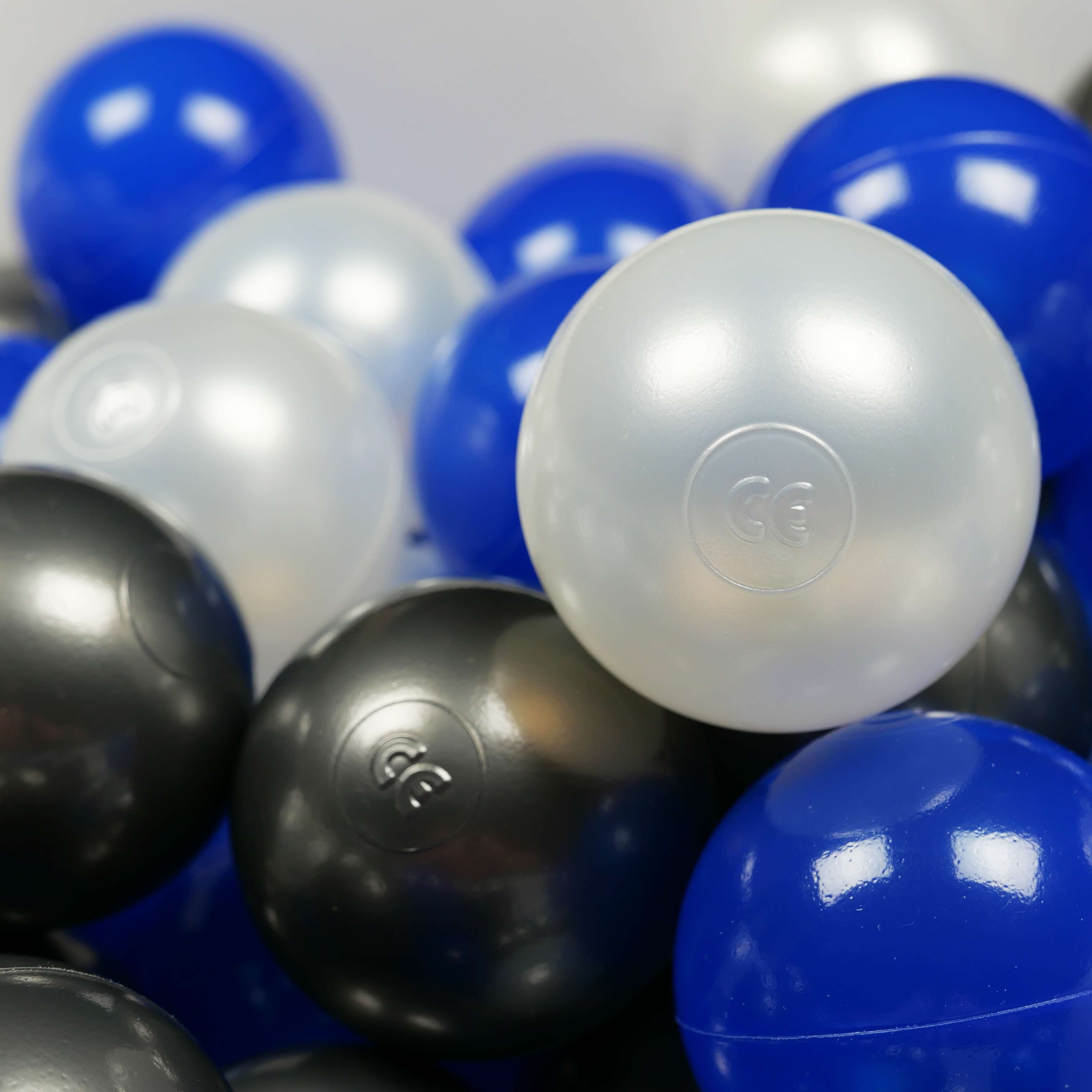 Balles de jeu ø7cm 200 pièces perle, graphite métallique, bleu