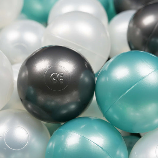 Balles de jeu ø7cm 400 pièces perle, turquoise métallique, graphite métallique