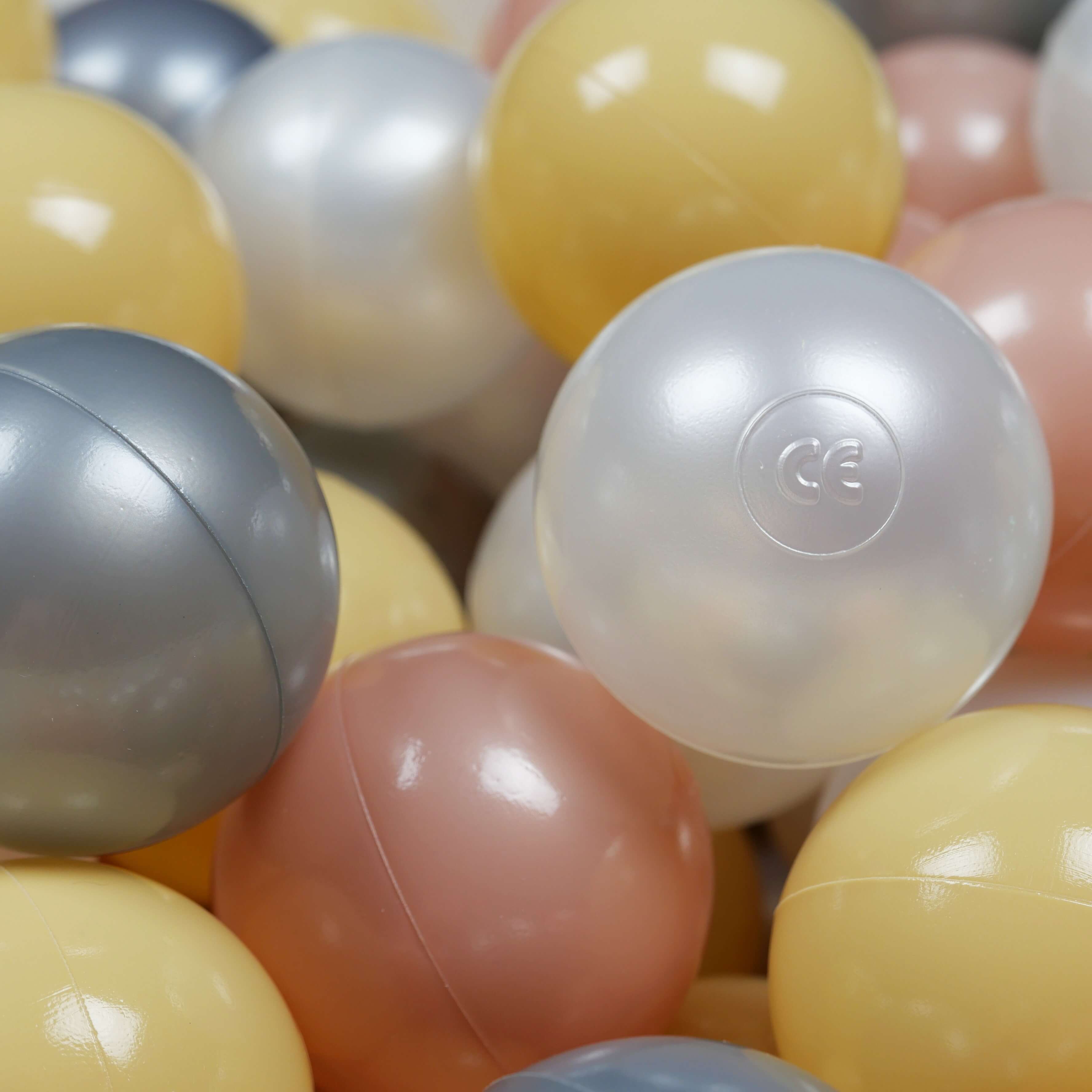 Balles de jeu ø7cm 100 pièces perle, or rose, beige, argent