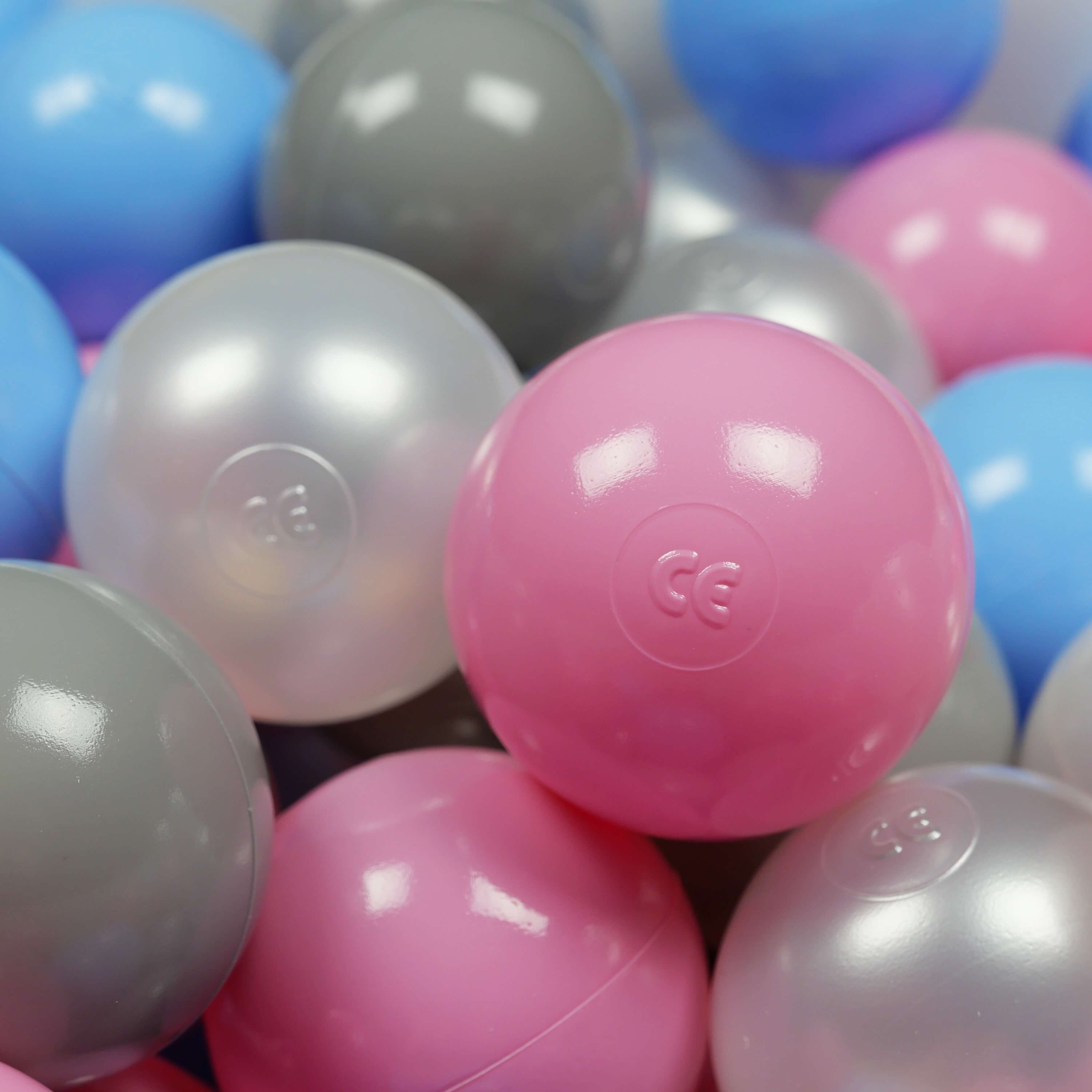 Balles de jeu ø7cm 400 pièces perle, gris, bleu clair, rose poudré