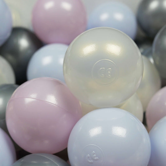 Balles de jeu ø7cm 400 pièces rose perle, bleu perle, iridescent, argenté