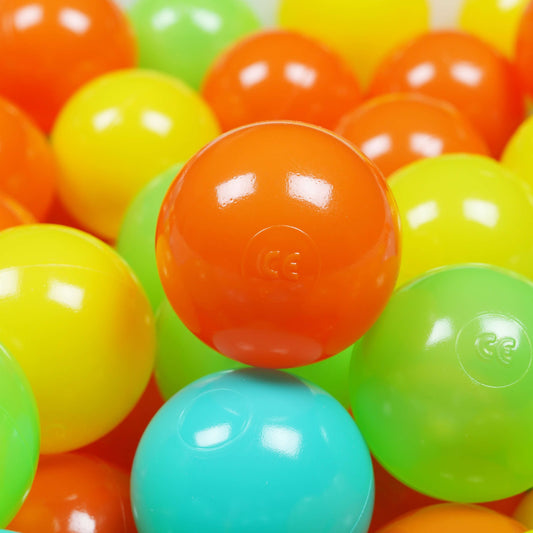 Balles de jeu ø7cm 400 pièces jaune, orange, céladon, turquoise