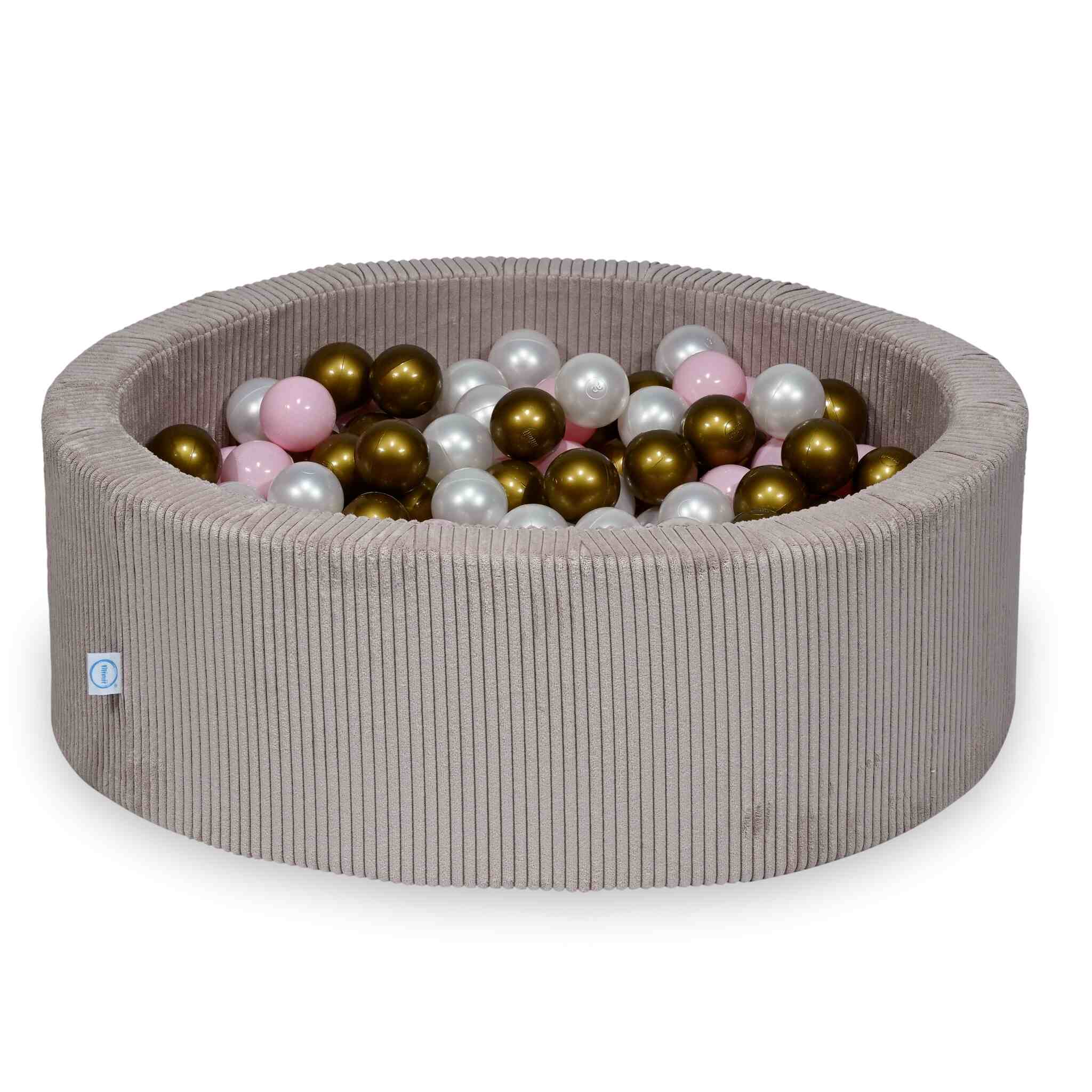 Piscine à balles en velours côtelé côtelé rose clair 90x30 cm avec 200 balles