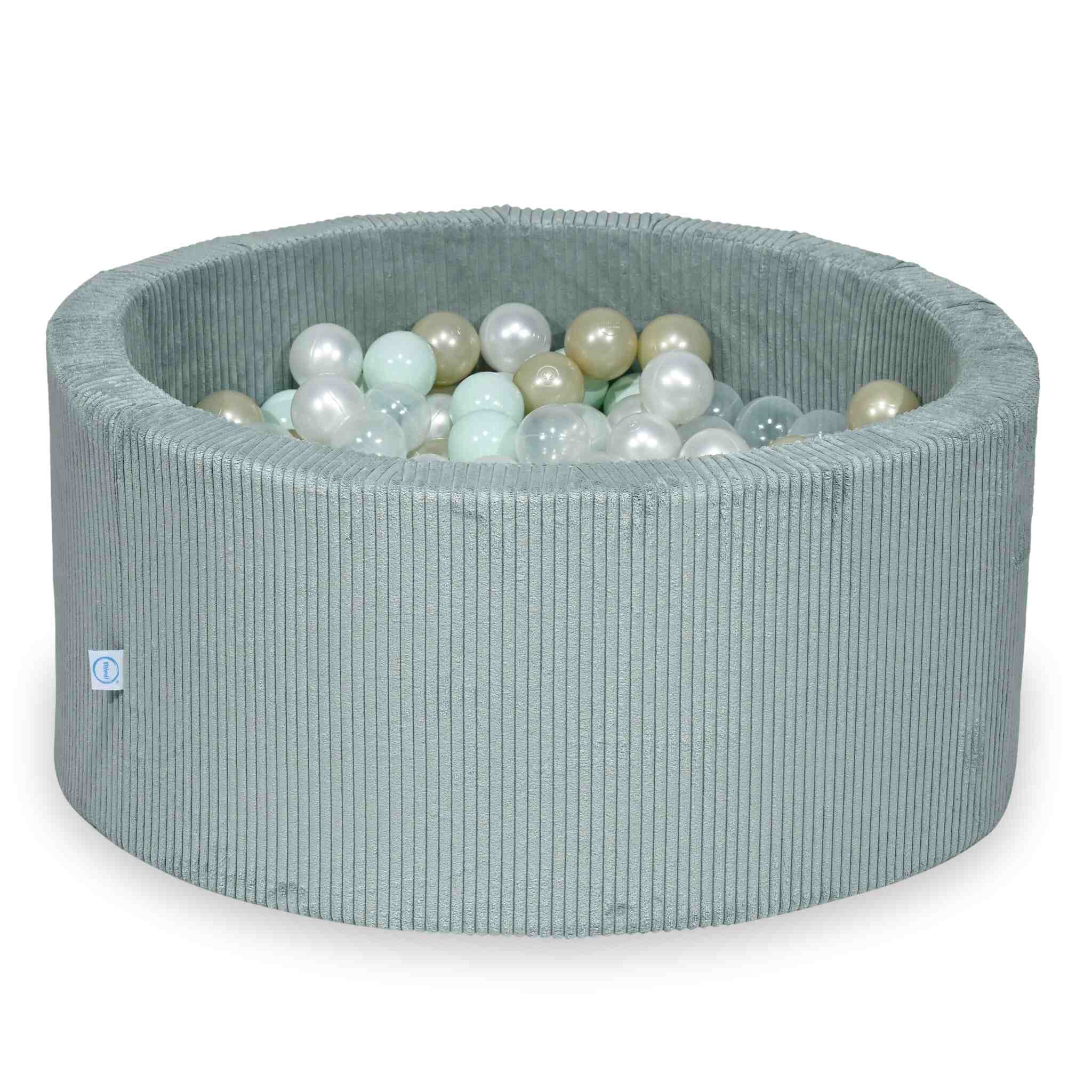 Piscine à balles en velours côtelé menthe claire 90x40 cm avec 300 balles