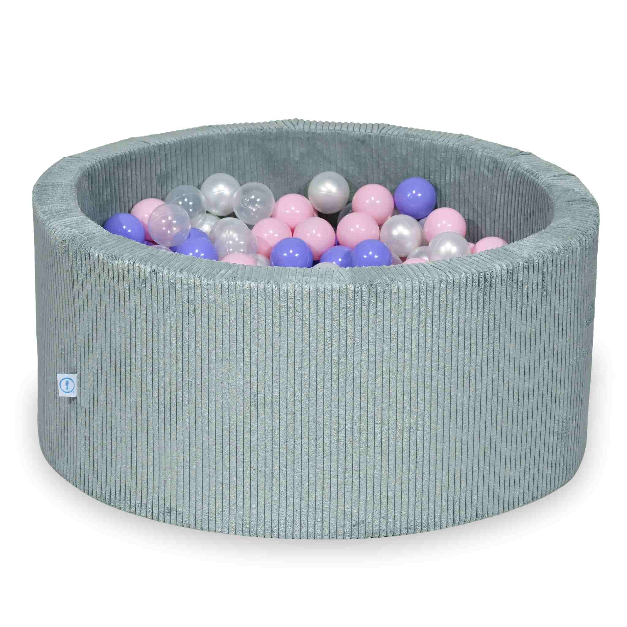 Piscine à balles en velours côtelé menthe claire 90x40 cm avec 300 balles